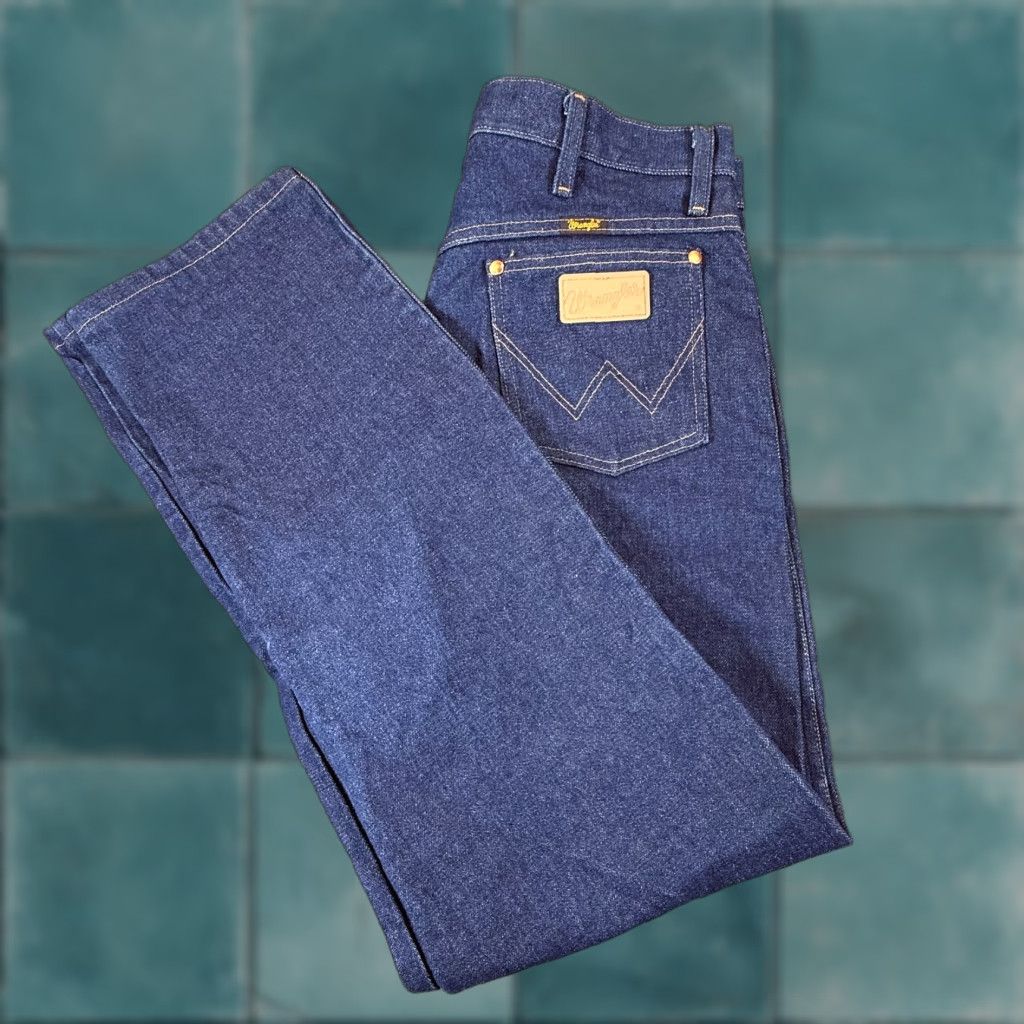 Wrangler Jeans Men 34x33 Denim Cowboy Western Straight Leg Dark