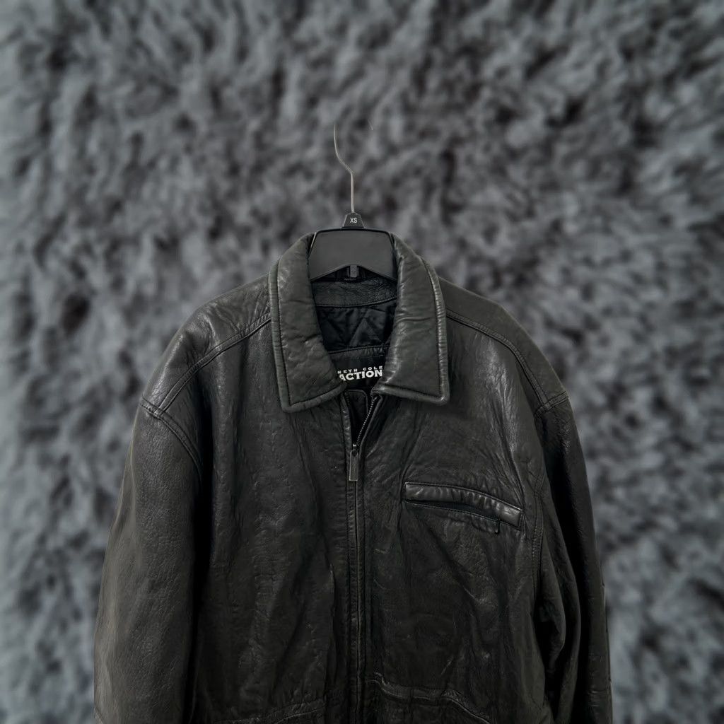 Kenneth Cole KENNETH COLE REACTION Leather Jacket Mens XL Black Full Zip Quilted Size US XL / EU 56 / 4 - 1 Thumbnail