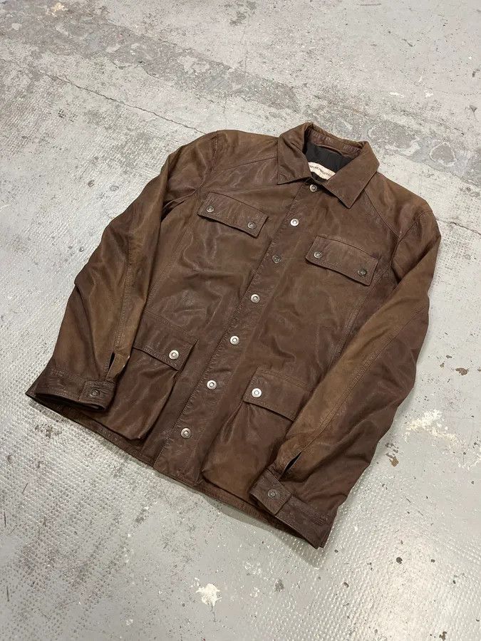 Emporio Armani SS2003 Emporio Armani Brown Leather Buttoned Jacket Size US M / EU 48-50 / 2 - 5 Thumbnail