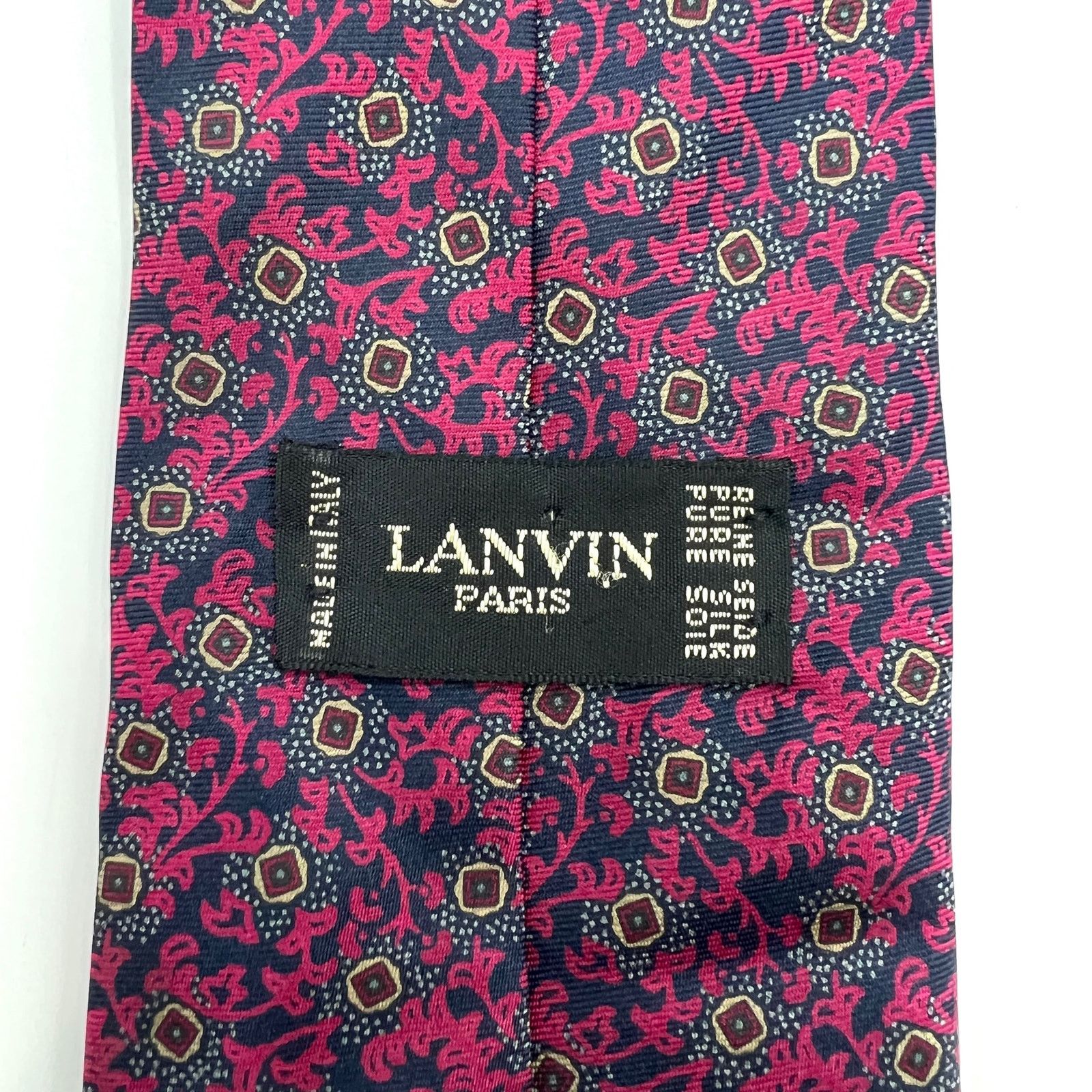 Lanvin Lanvin Silk Foulard Tie Pink Navy Blue Size ONE SIZE - 3 Thumbnail