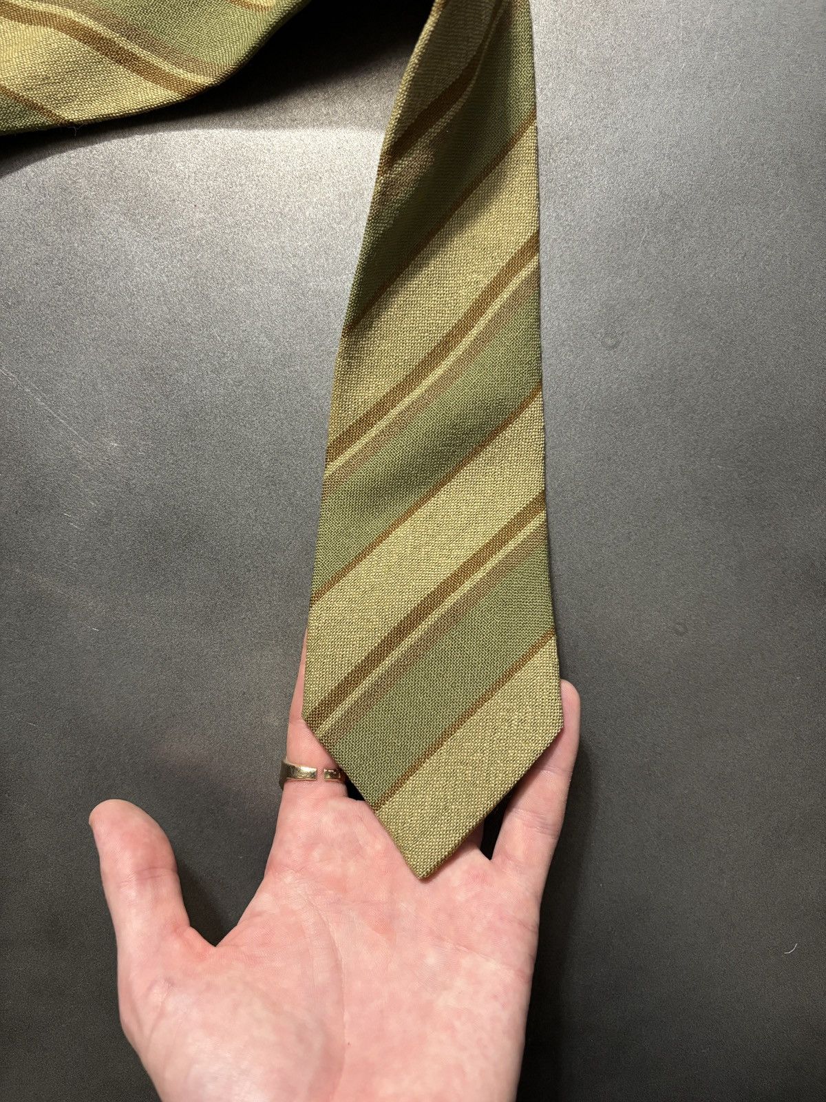 Vintage Made in Scotland Vintage Wool Tie Crofter Striped Green 70s Size ONE SIZE - 2 Thumbnail