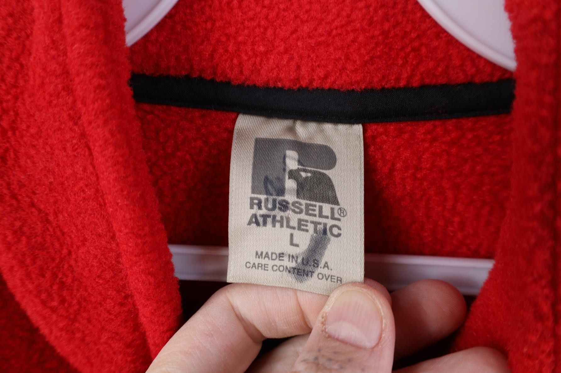 Russell Athletic Vintage 90s Russell Athletic Button Fleece Sweater Red USA Size US L / EU 52-54 / 3 - 6 Thumbnail