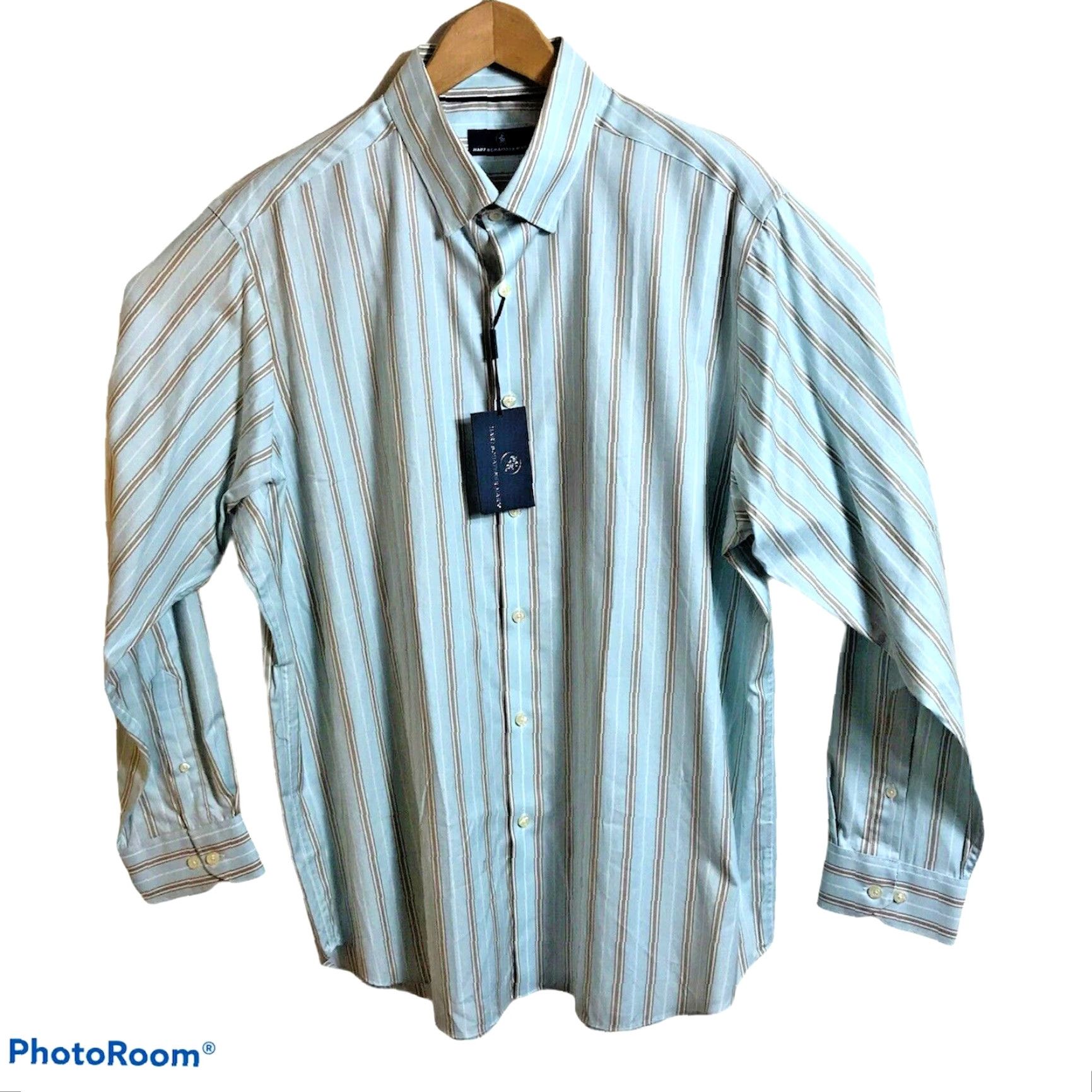 Hart Schaffner Marx Hart Schaffner Marx Shirt Mens XL Striped Sport Casual Mint Green NEW Size US XL / EU 56 / 4 - 3 Thumbnail