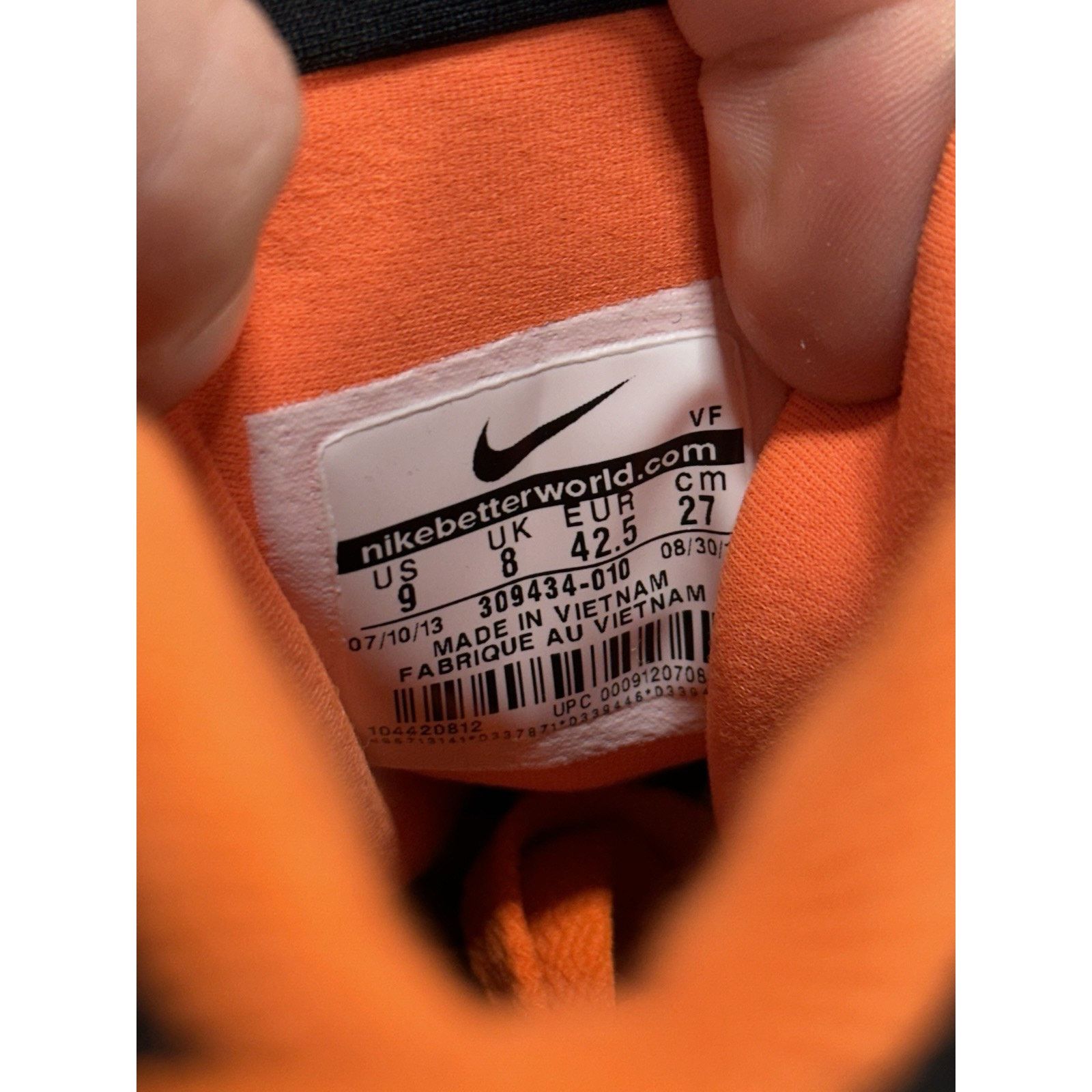Nike Nike Air Diamond Turf Black Total Orange - Size 9 Size US 9 / EU 42 - 7 Thumbnail