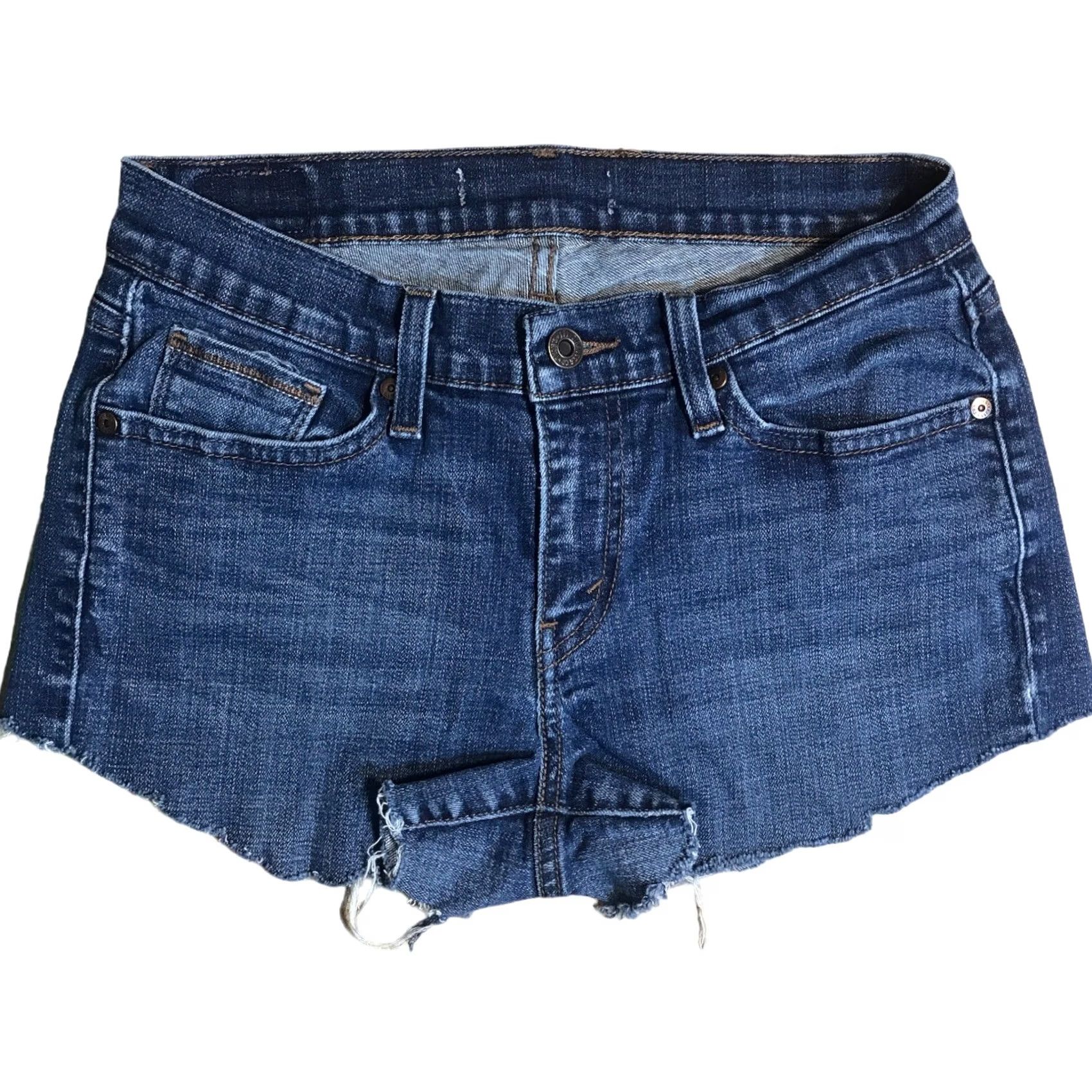 Levi's VINTAGE Levis Shorts Womens Regular 8 Blue Denim 515 Cut-Off Frayed Hems Zip Fly Easy Care 5-Pocket Size 30" / US 8 / IT 44 - 2 Thumbnail