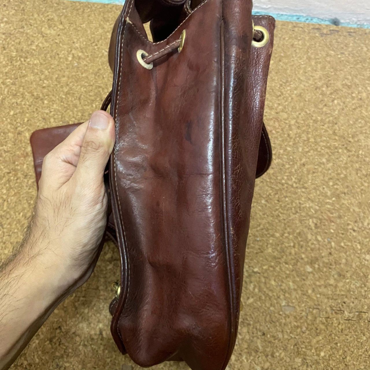 Handmade Texier Vintage Leather Backpack w/ Matching Mini Pouch — Size ONE SIZE - 21 Thumbnail