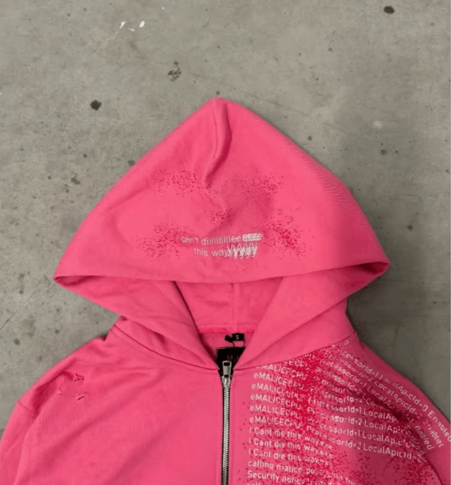 Japanese Brand Letter Print Spliced ​​Pink Zipper Hoodie Size US M / EU 48-50 / 2 - 9 Thumbnail