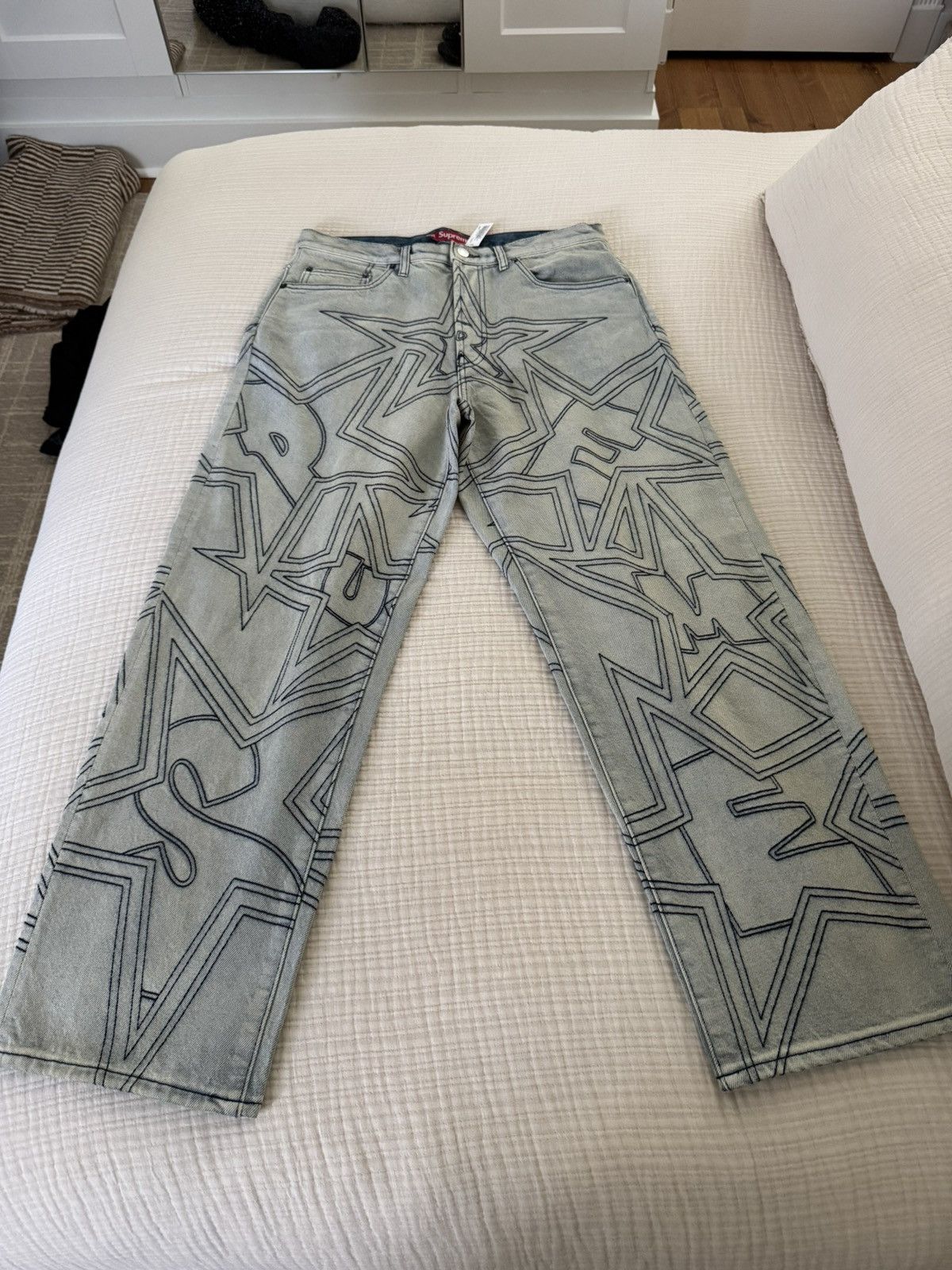 Supreme Stars Topstitch Baggy Jean | Grailed