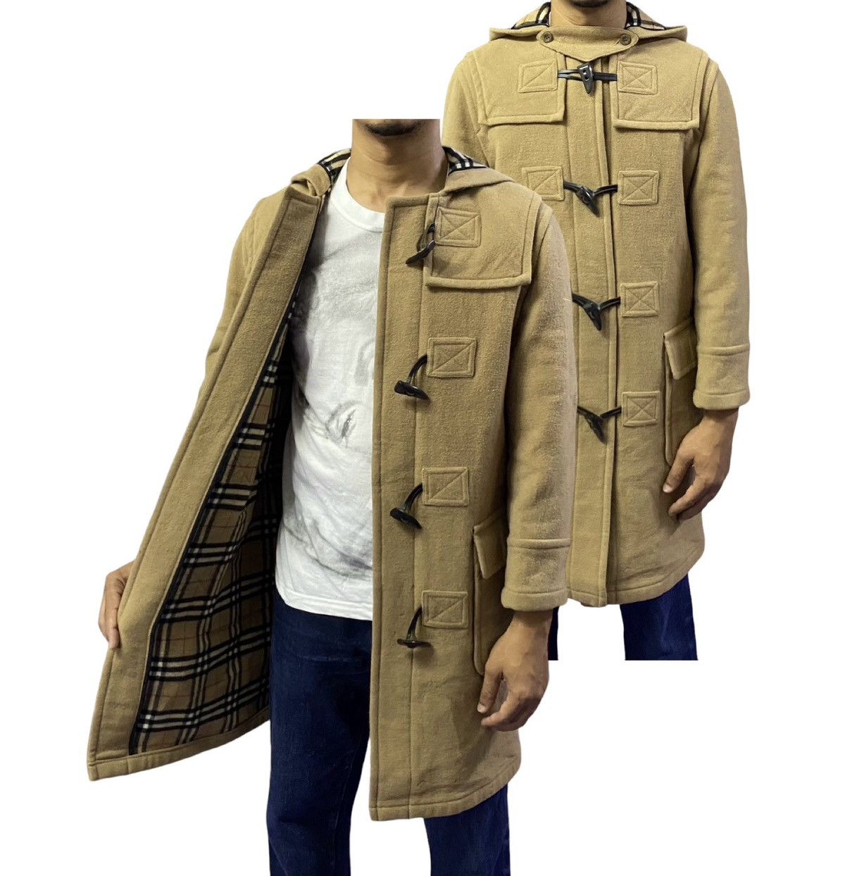 Burberry Burberrys Blue Laber Novacheck Wool Duffle Jacket Size US M / EU 48-50 / 2 - 1 Thumbnail