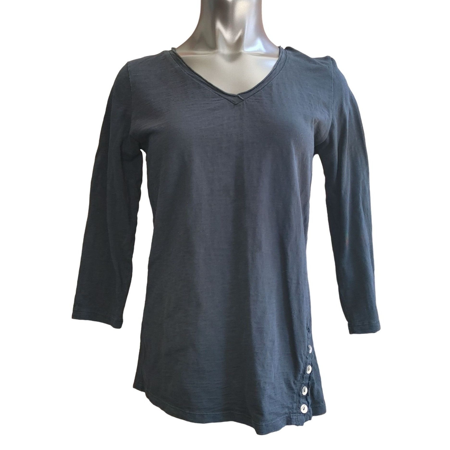Other MOD O DOC Womens S Black V-Neck Long Sleeve Top Button Side Size S / US 4 / IT 40 - 1 Thumbnail