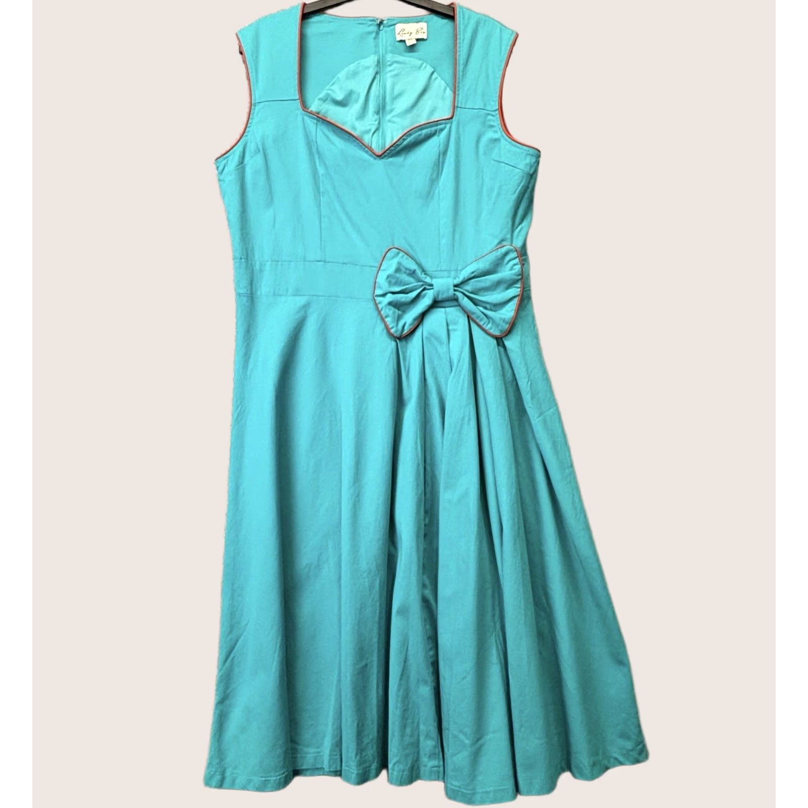 Vintage Lindy Bop Dress Retro Vintage style Turquoise Green Midi Sleeveless Zip Party Wedding Casual UK 18 Womens Size XXL / US 16-18 / IT 52-54 - 1 Thumbnail