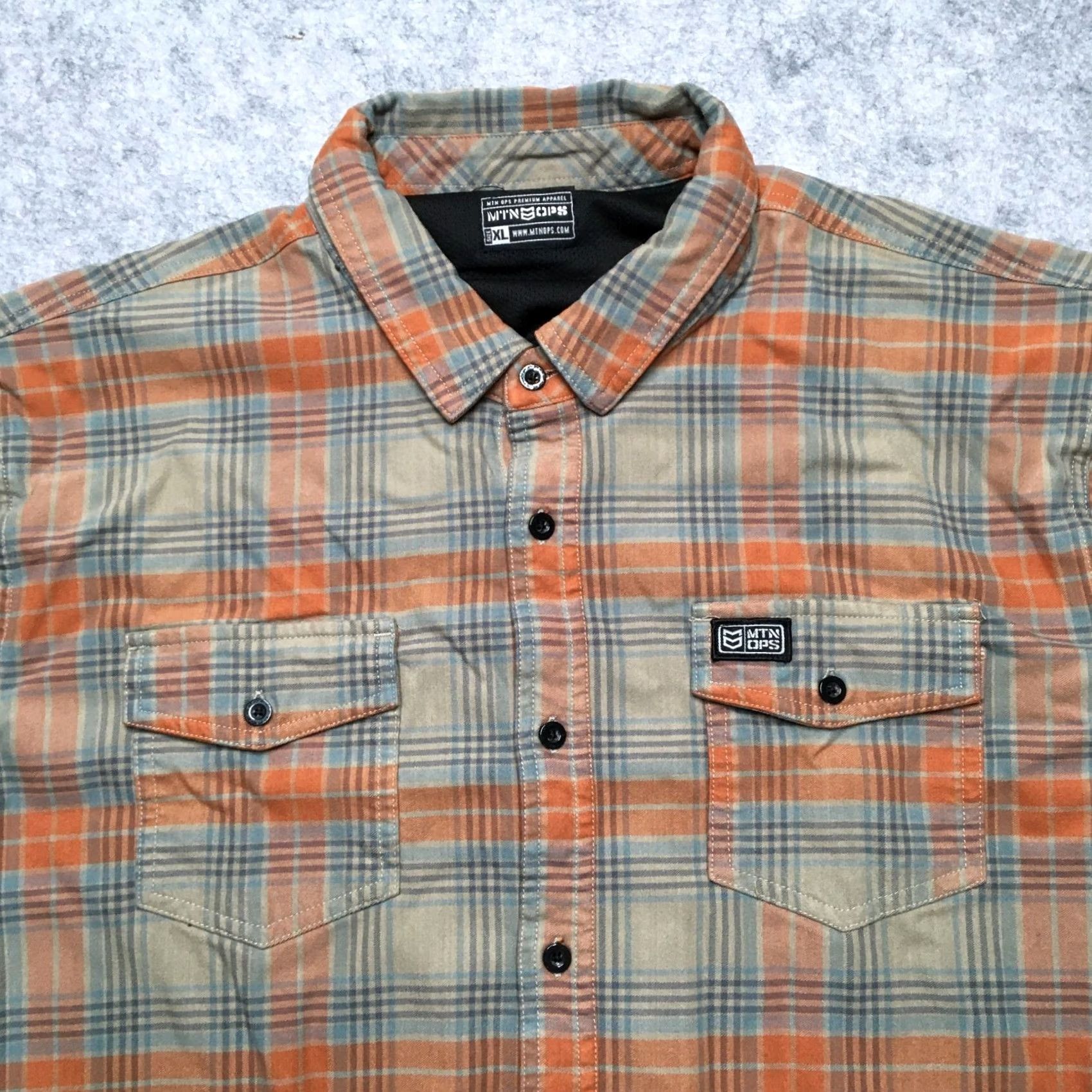 Vintage MTN OPS Shirt Mens XL Tan/Orange Plaid Flannel Button Up Stretch Outdoor Hunting Size US XL / EU 56 / 4 - 4 Thumbnail