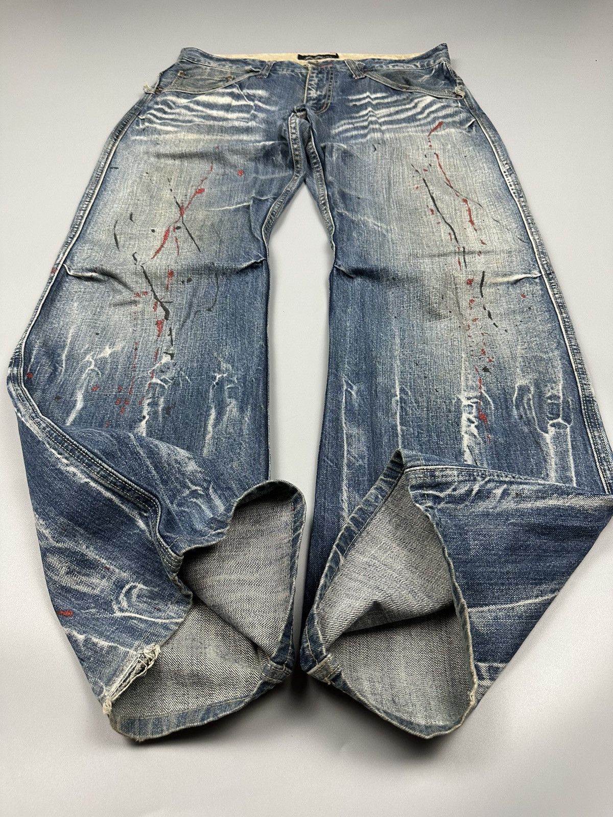 If Six Was Nine × Le Grande Bleu (L.G.B.) 🔥Sick Nice🔥 Root Three Style Whiskered Painted Flared Denim Size US 34 / EU 50 - 7 Thumbnail