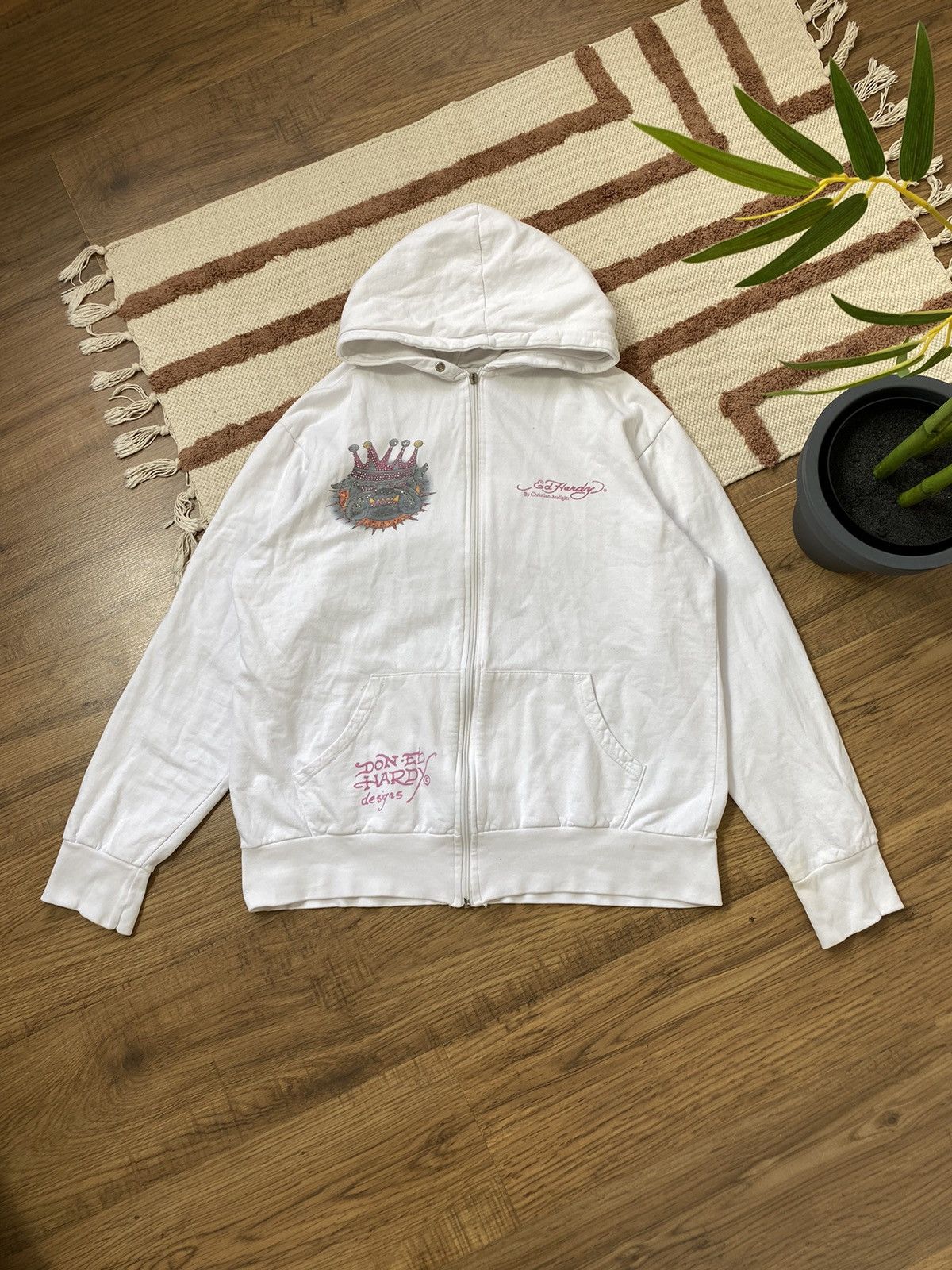 Ed Hardy VINTAGE ED HARDY PUG LOGO 2000s ZIP UP HOODIE Size L / US 10 / IT 46 - 2 Thumbnail