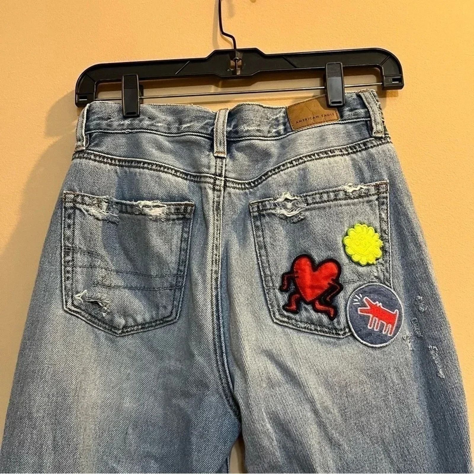 American Eagle Outfitters American Eagle X Keith Haring RARE Distressed Ripped Jeans Size 25" / US 0 / IT 36 - 8 Thumbnail