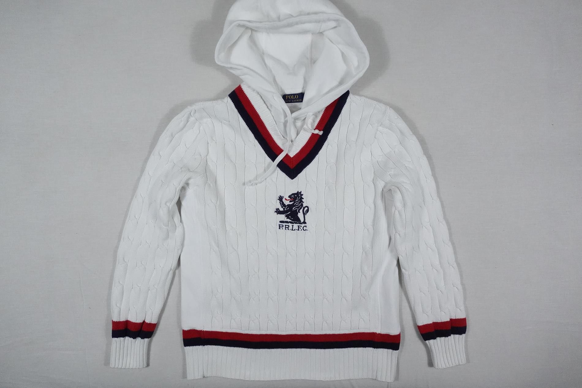 Polo Ralph Lauren Sweater Hoodie Hooded Cable Knit Cricket M