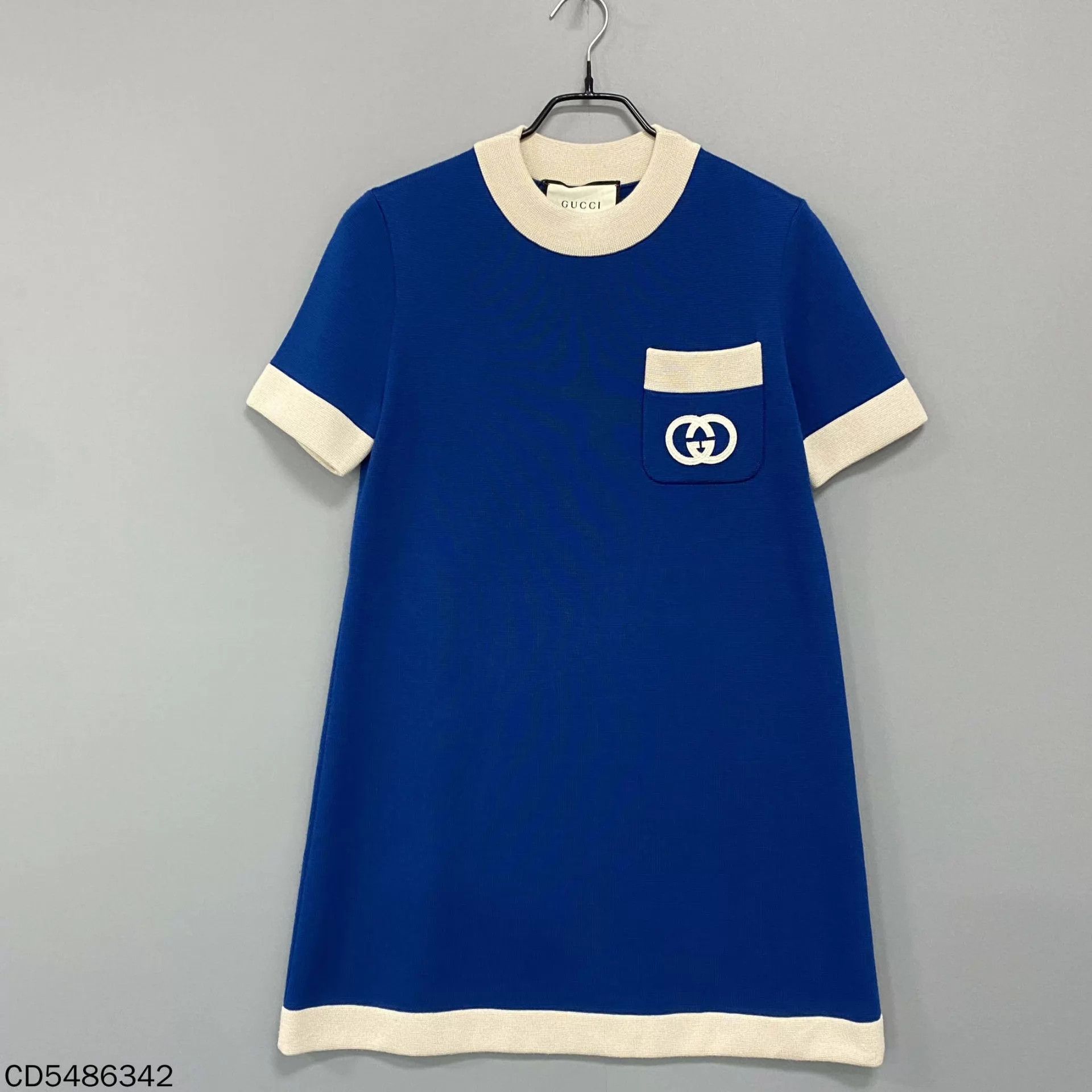 Gucci GUCCI Double G Blue Knit Dress Women's Size S / US 4 / IT 40 - 1 Thumbnail