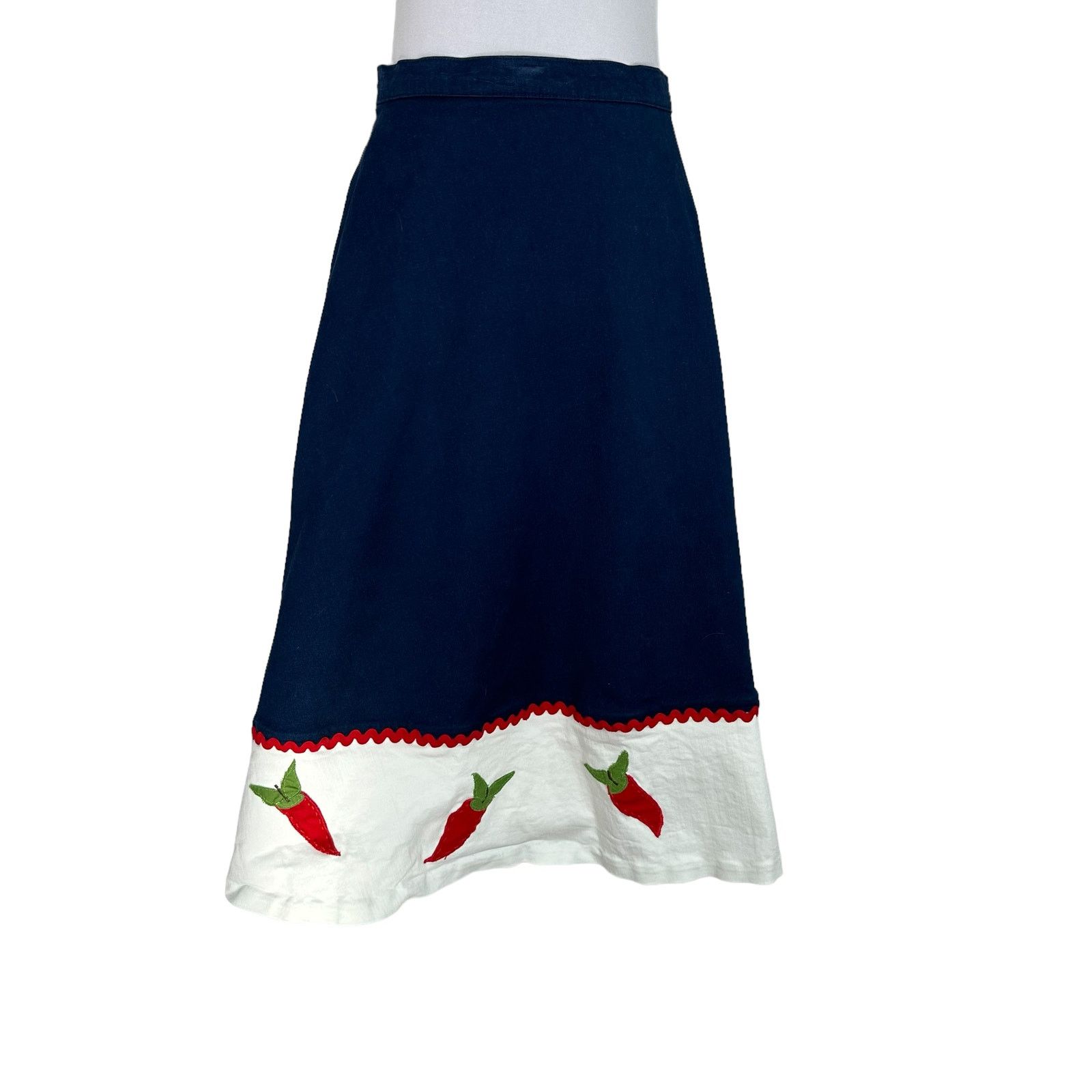 Handmade Vintage 1970s Handmade Aline Cotton Chili Pepper Skirt 2XL Size 42" / US 20 - 3 Thumbnail
