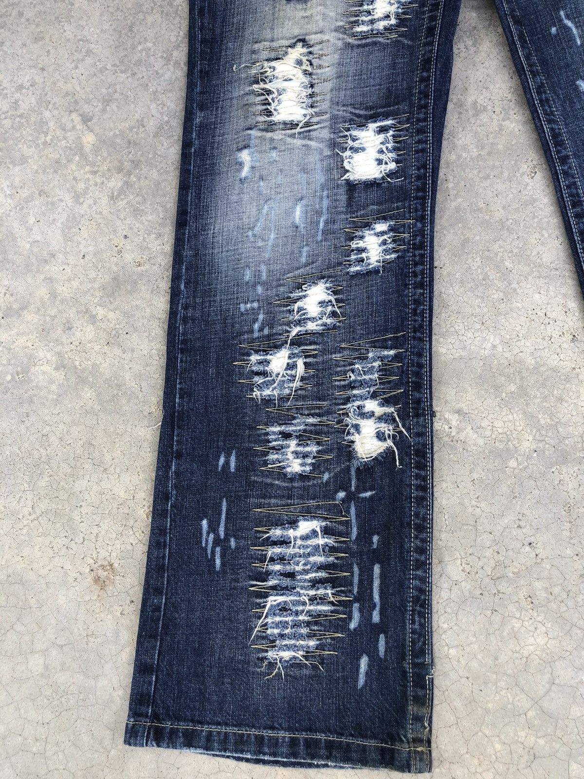 Ends Repair Japanese Bright Mini Flared Jeans Distressed Jeans Size US 33 - 6 Thumbnail