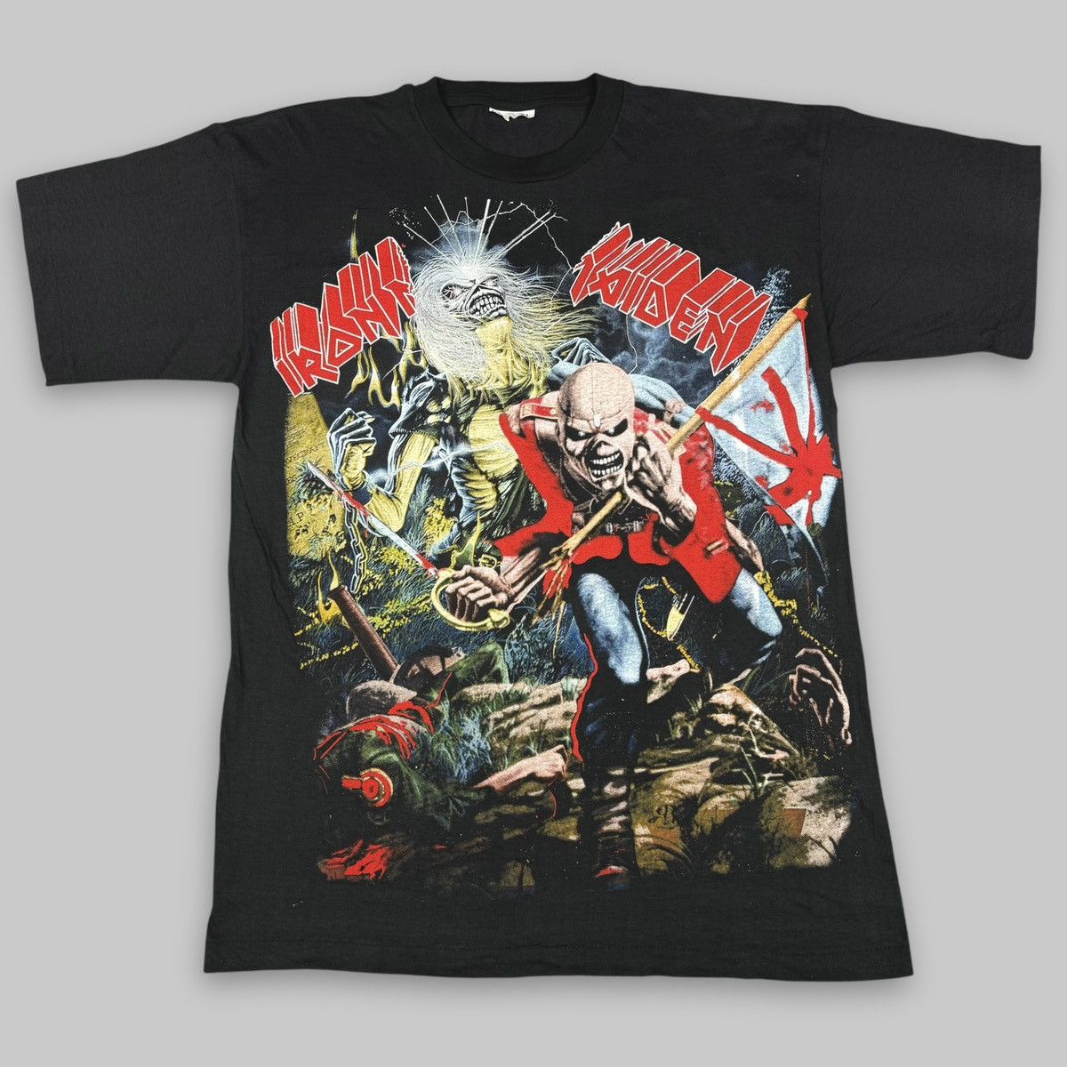 Band Tees Vintage 90s Iron Maiden ‘The Trooper’ All Over Euro T Shirt Size US XL / EU 56 / 4 - 2 Thumbnail