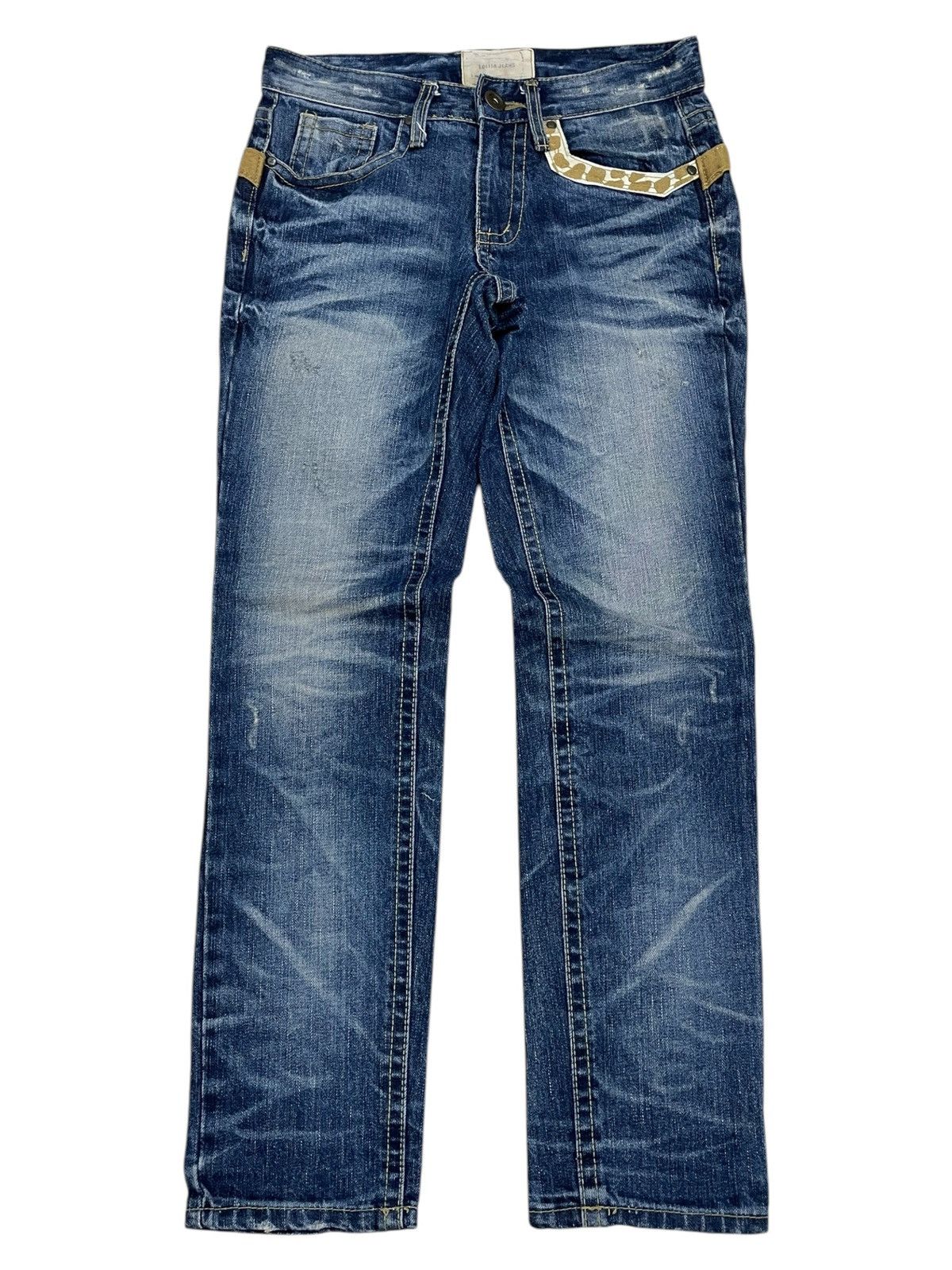 Designer Lolita Club Giraffe Distressed Whisker Style Japanese Denim Size US 29 - 2 Thumbnail