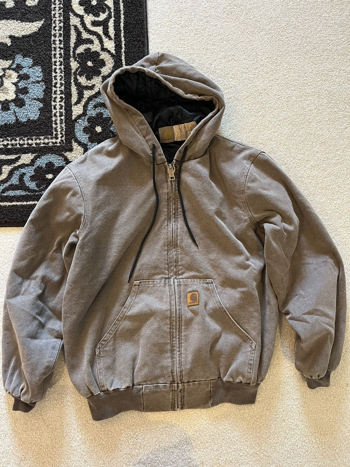 image of Brown Carhartt Hooded Jacket, Men's (Size Large)