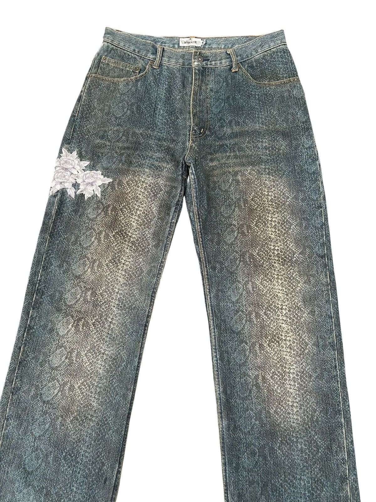 Kapital Karakuri Tamashii Embroidered Japanes Snake Skin Denim Jeans Size US 35 - 6 Thumbnail