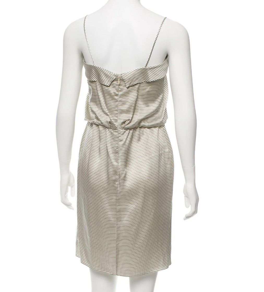 Other HELLESSY Slip Dress Silk Feel, Ivory/Navy Pinstripe Blouson Size S / US 4 / IT 40 - 5 Thumbnail