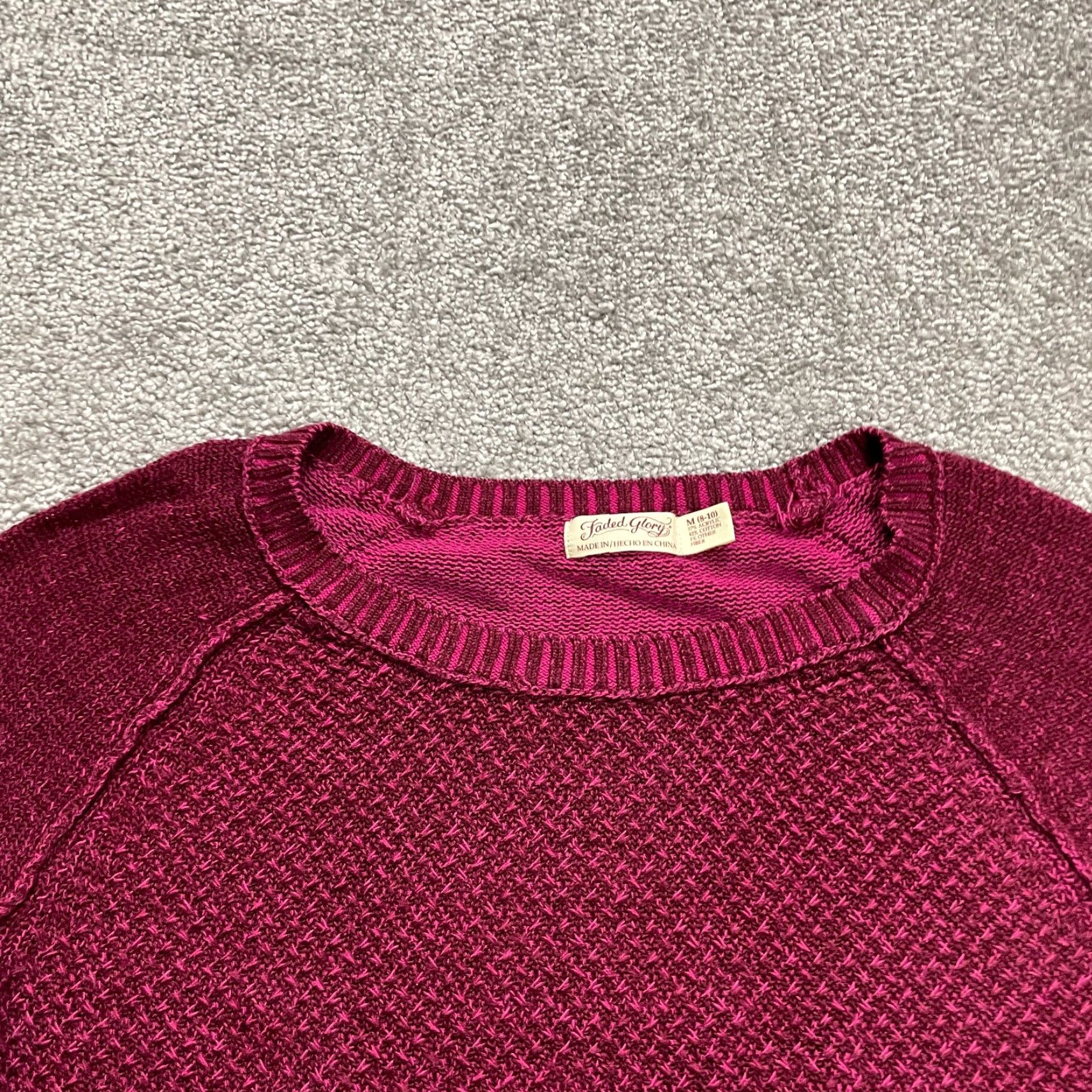 Faded Glory Faded Glory Sweater Womens Medium Pink Pullover Raglan Long Sleeve Cotton Acrylic Classic Size M / US 6-8 / IT 42-44 - 3 Thumbnail