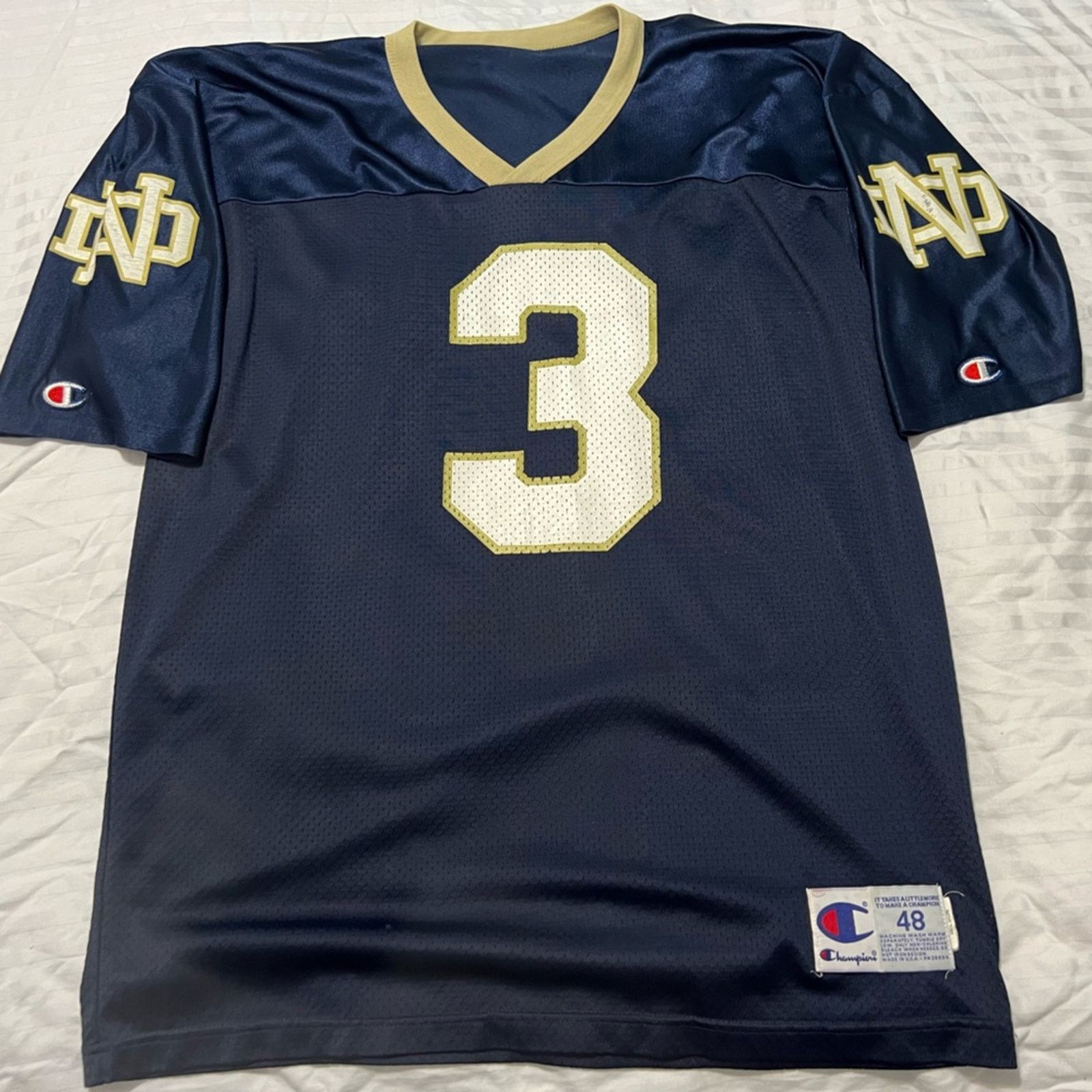 Champion Vintage EARLY 1990s Notre Dame Champion jersey MONTANA MIRER Size US XL / EU 56 / 4 - 7 Thumbnail