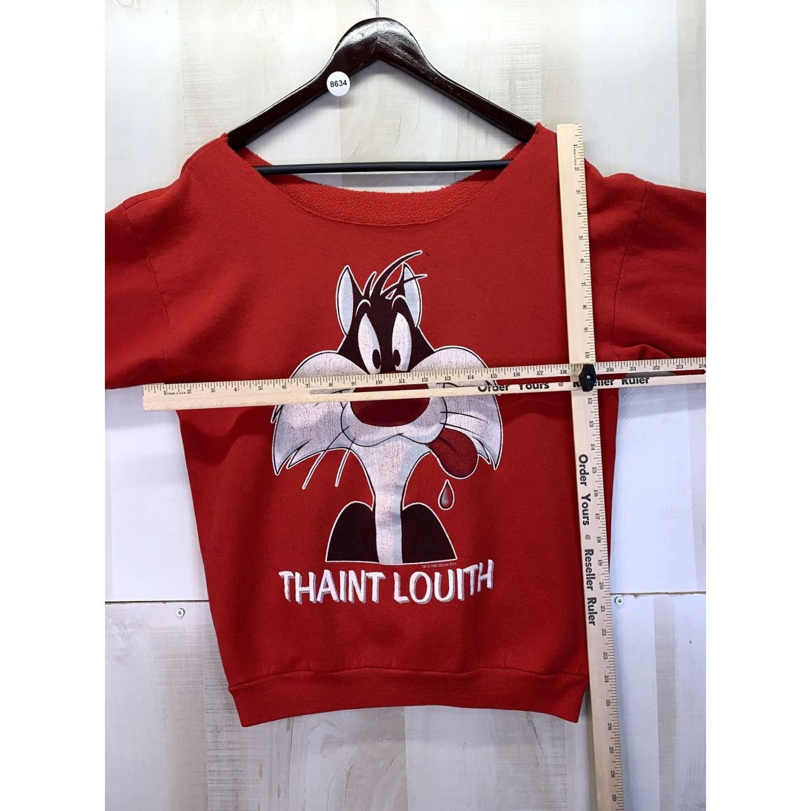Vintage VINTAGE Warner Bros Sylvester The Cat Distressed Graphic Womens Sweatshirt L Red 1990s Mens Womens Girls Boys Size L / US 10 / IT 46 - 2 Thumbnail