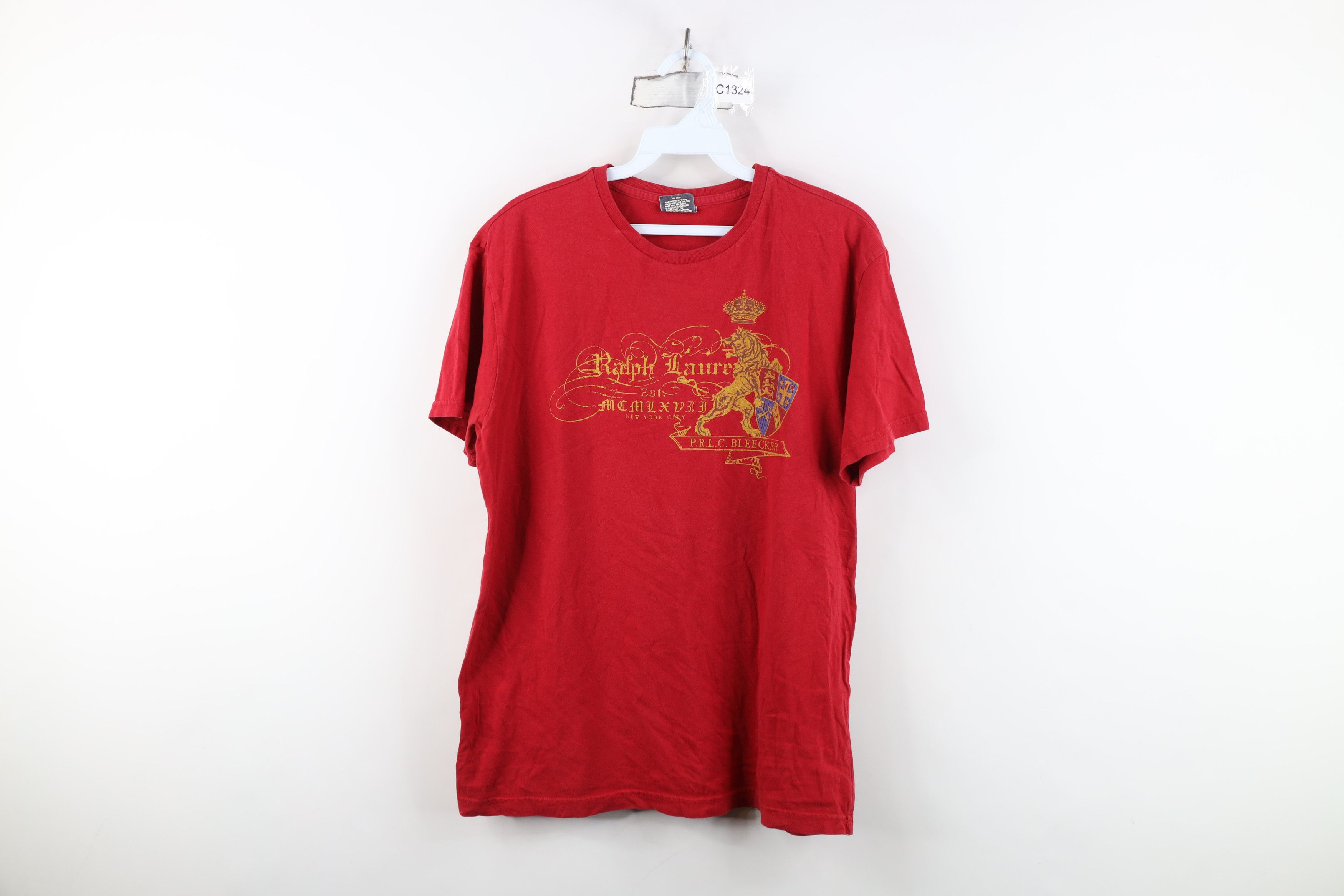 Ralph Lauren Vintage 90s Ralph Lauren Lion Crest Bleecker T-Shirt Red Size US S / EU 44-46 / 1 - 1 Thumbnail