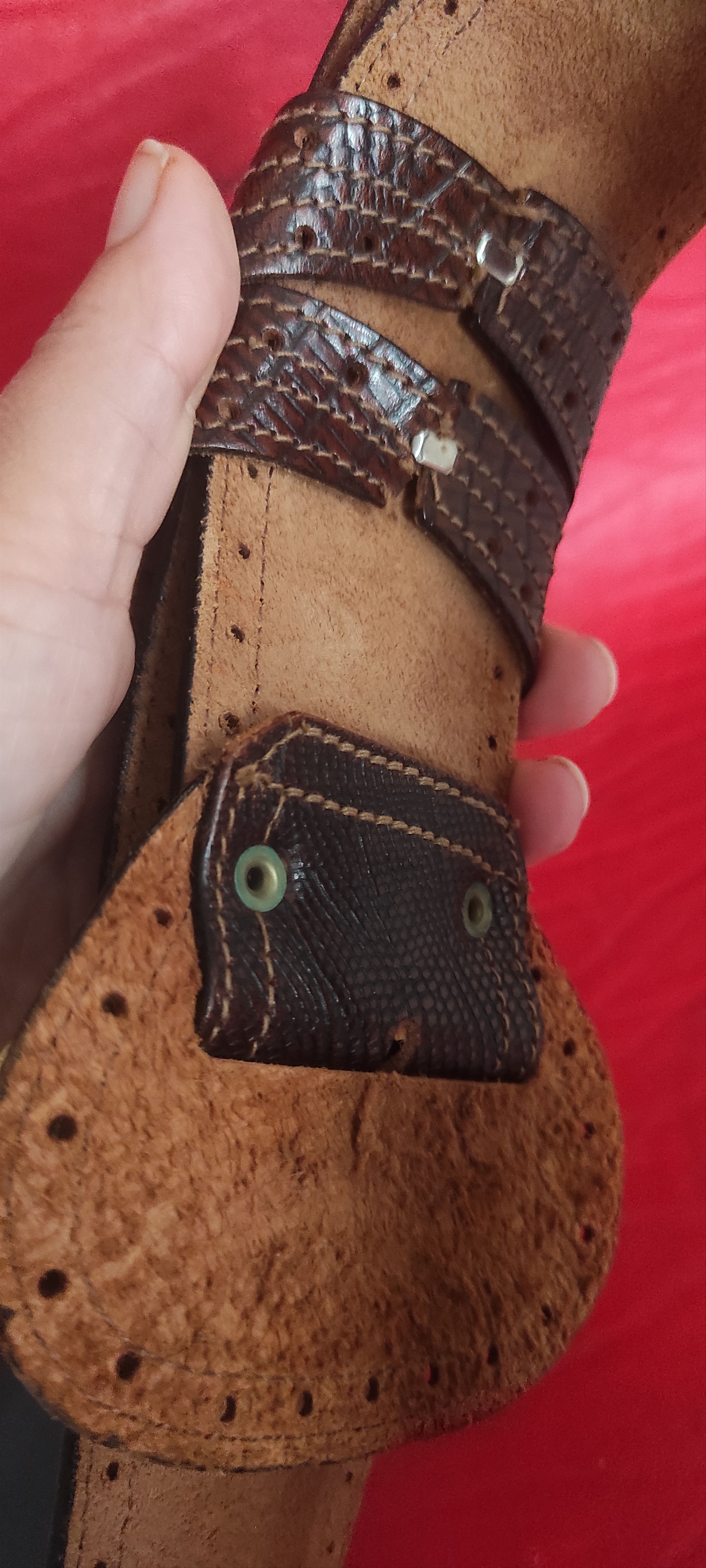 Genuine Leather Il Cinturaio Western Leather Belt Brass Buckle Made in Italy Size ONE SIZE - 6 Thumbnail