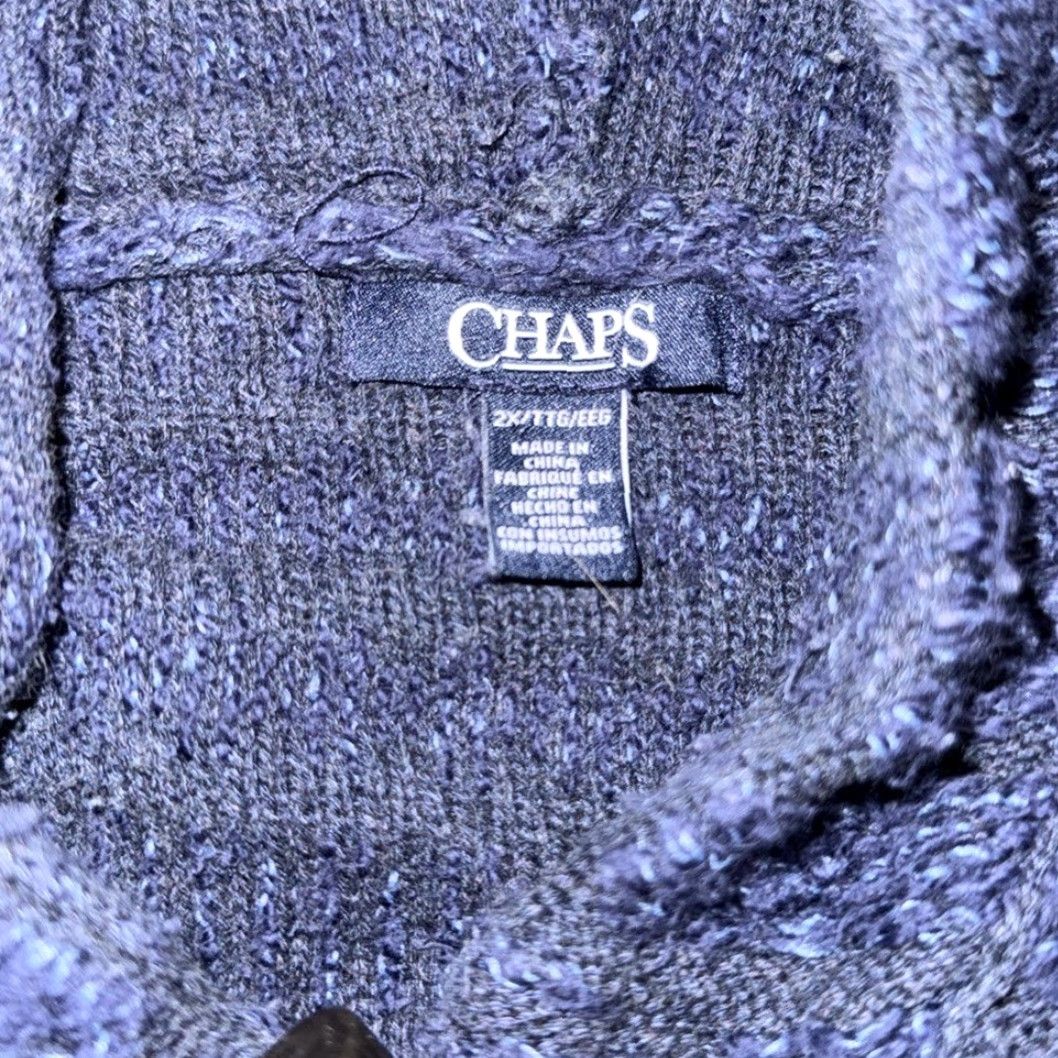 Chaps CHAPS Woven Duster Cardigan Jacket Striped Navy Blue Gray 2X Toggle Buttons Coat Plus Women 2XL Blue Cotton Blend 2Pockets Cozy Size XXL / US 16-18 / IT 52-54 - 4 Thumbnail