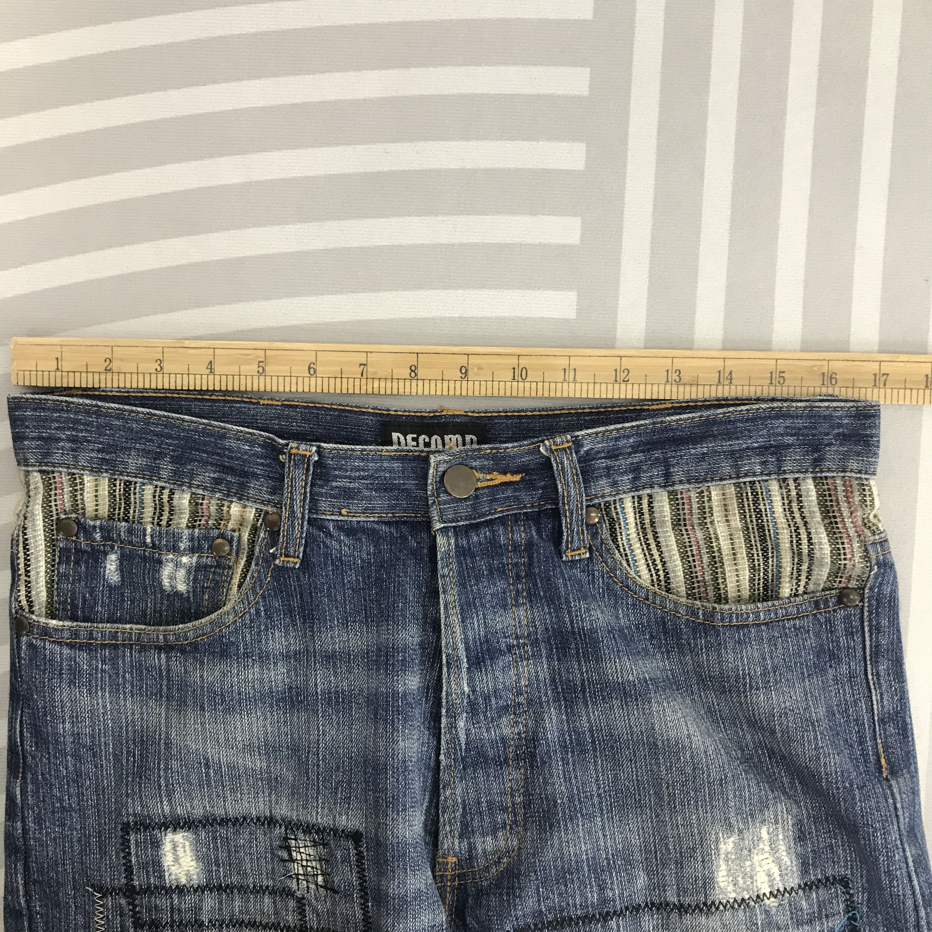 Japanese Brand Vintage Decomp patchwork style Distressed Jeans Size US 31 - 8 Thumbnail