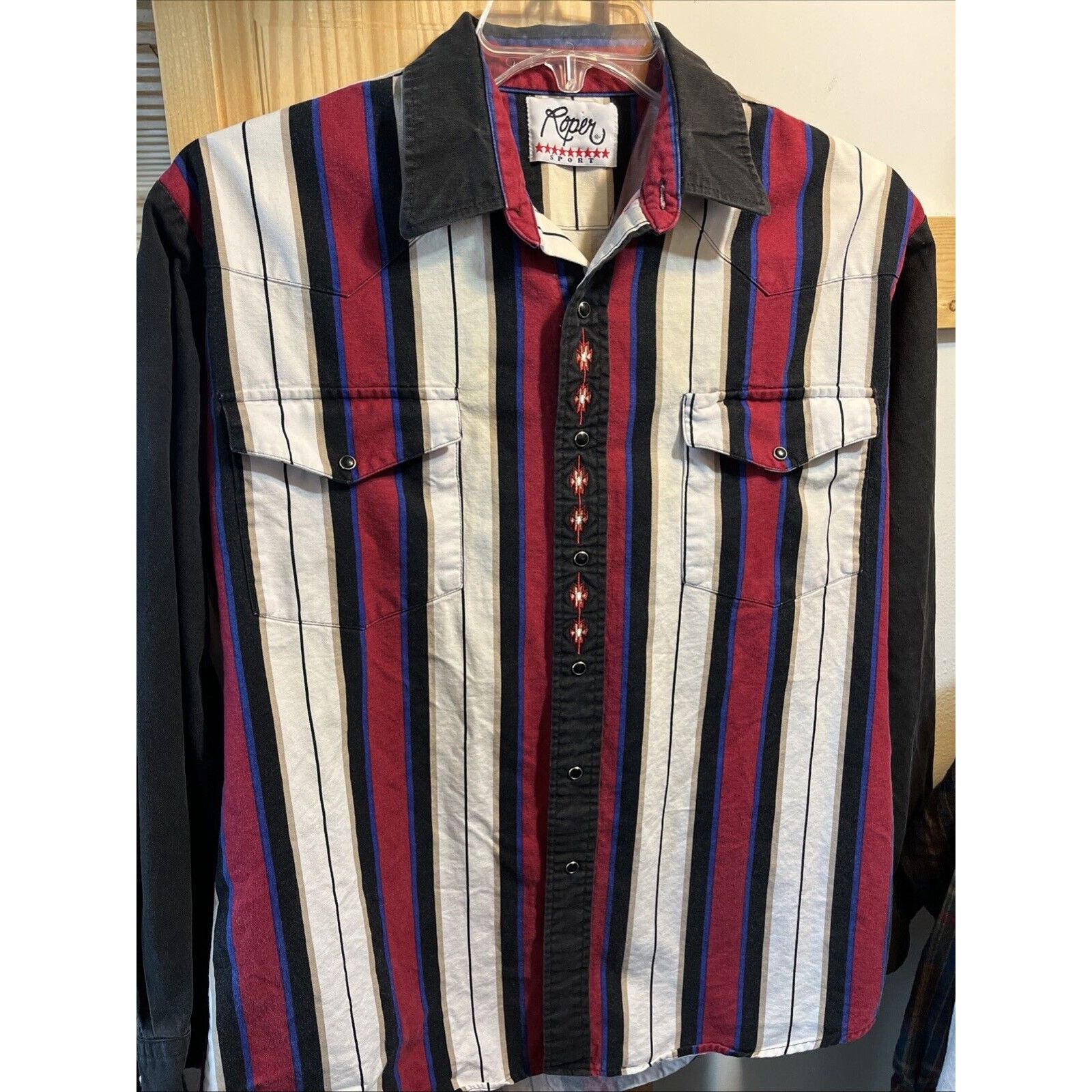 Roper Roper Sport VTG Men’s L Red Striped Pearl Snap Western Shirt Size US L / EU 52-54 / 3 - 7 Thumbnail