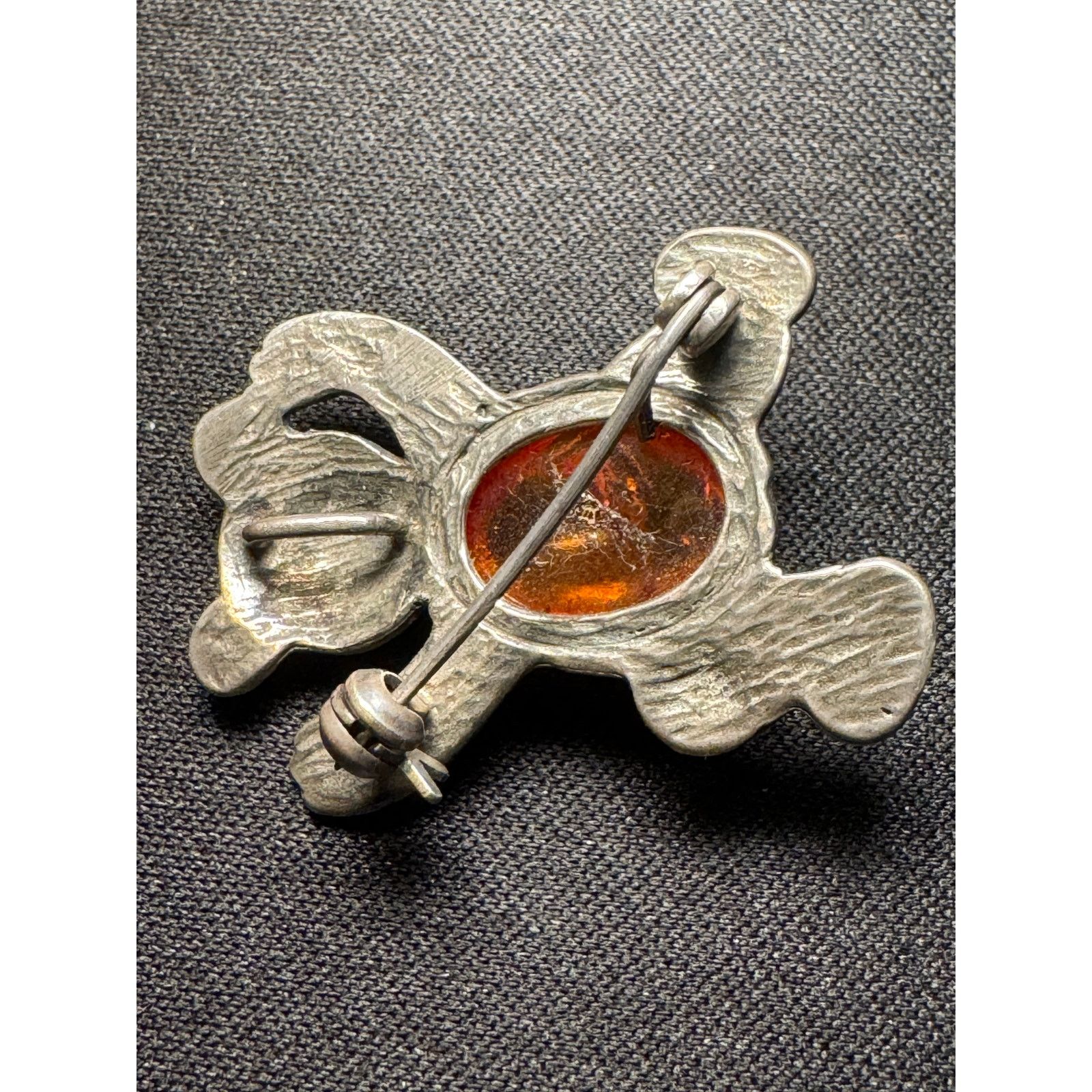 Other Vintage 925 Tested Silver Amber Teddy Bear Brooch 1.5in Size ONE SIZE - 4 Thumbnail