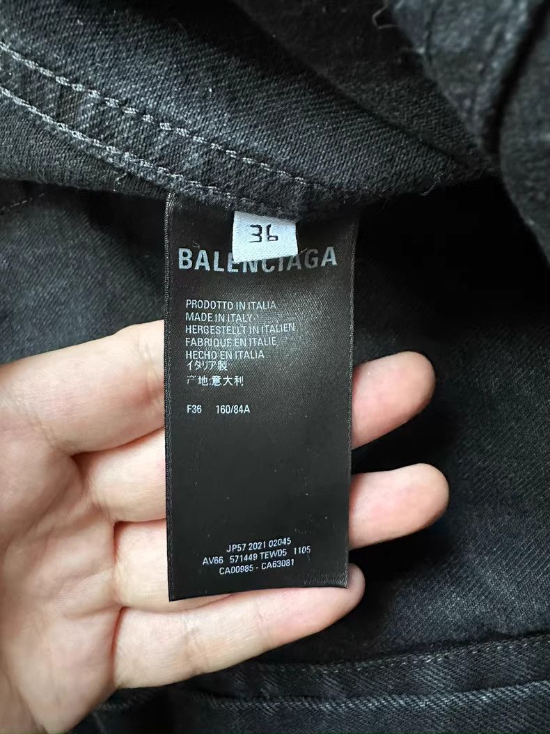 Balenciaga Balenciaga Black Denim Jacket with Rhinestone Logo Size XS / US 0-2 / IT 36-38 - 5 Thumbnail