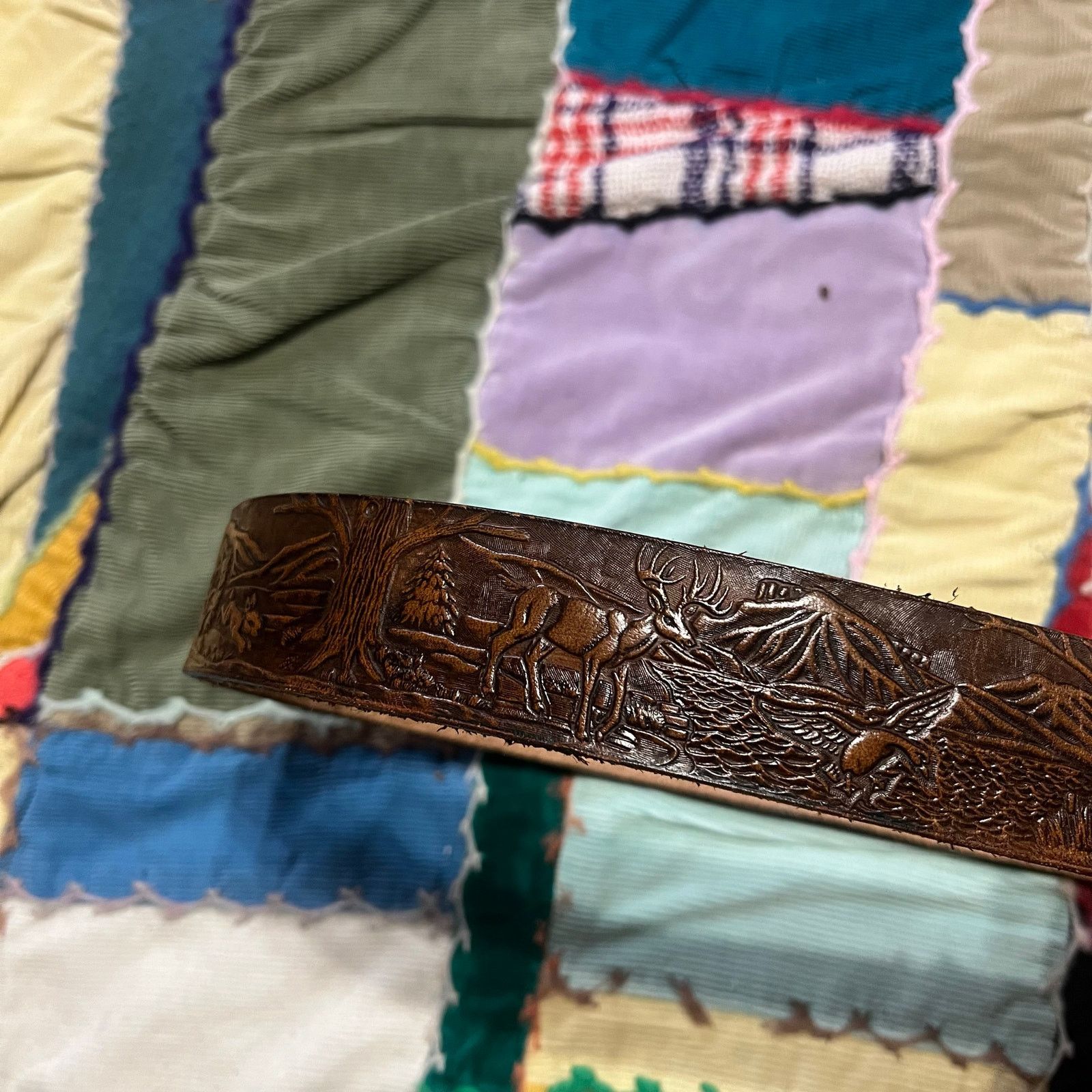 Other Papucho Carved Animals in Nature Brown Leather Belt Size ONE SIZE - 4 Thumbnail