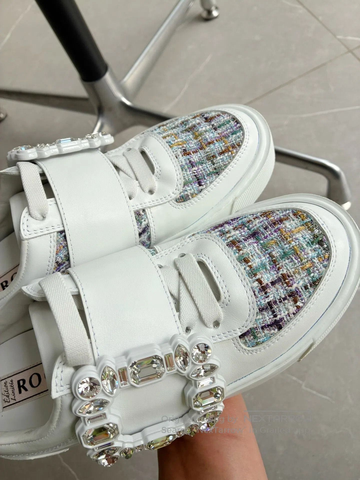 Roger Vivier RV Crystal Buckle Sneakers.
