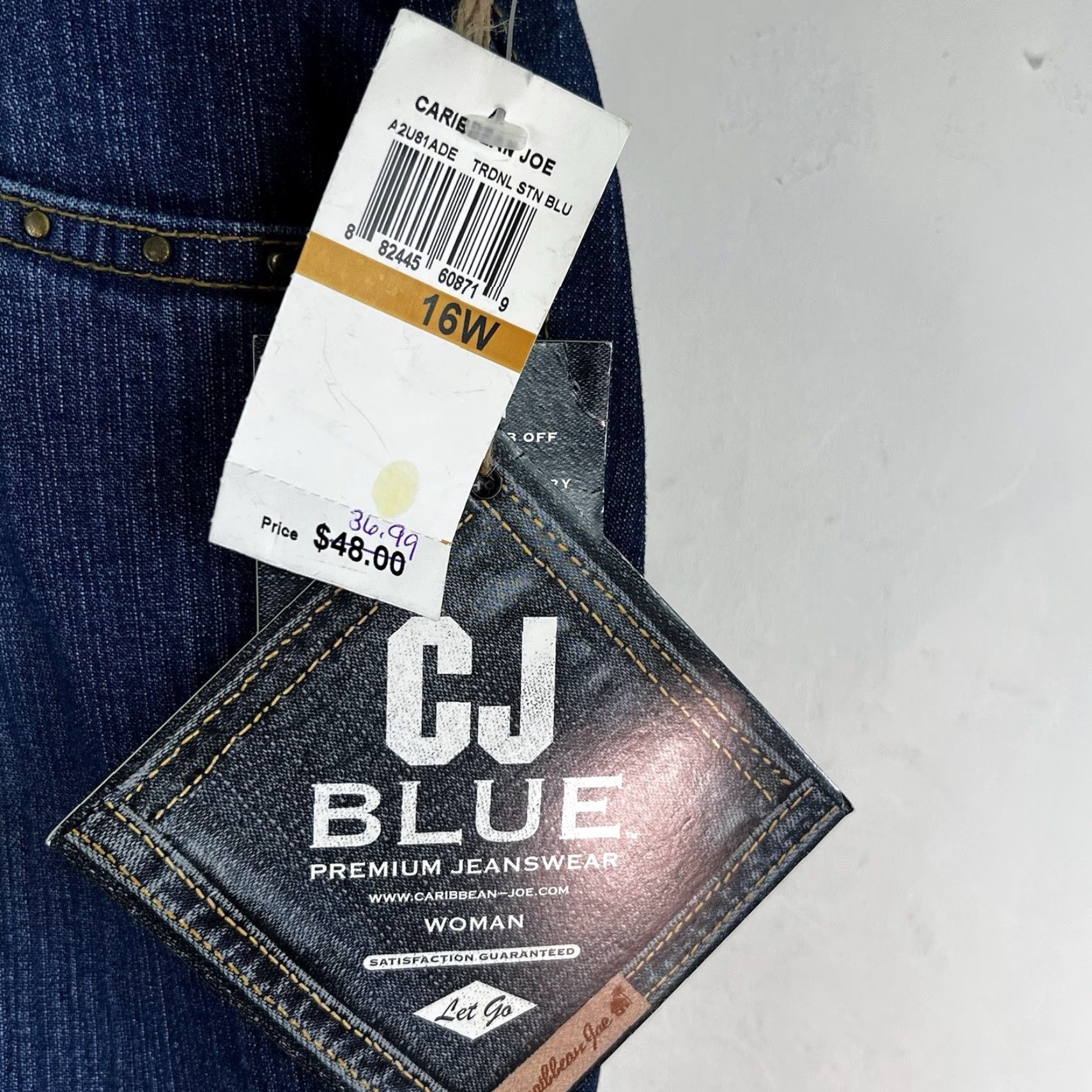 Denime VINTAGE Caribbean Joe Blue Denim Boot Cut Jeans Womens Size 16W 38X30 NWT Size 38" / US 16 / IT 52 - 5 Thumbnail