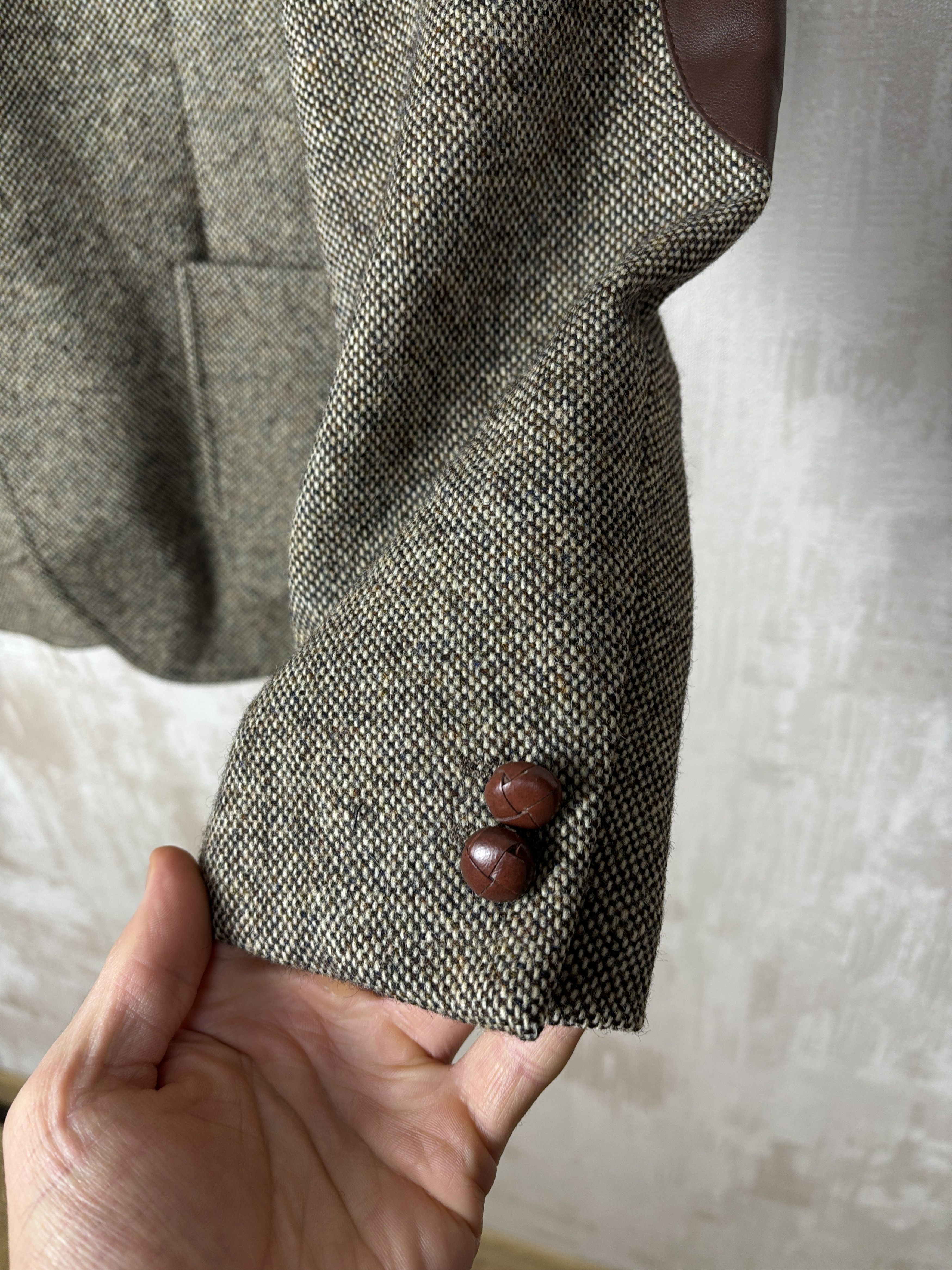H&M H&M Moon Tweed Wool Blazer Brown Melange Elbow Pads Size 40R - 9 Thumbnail