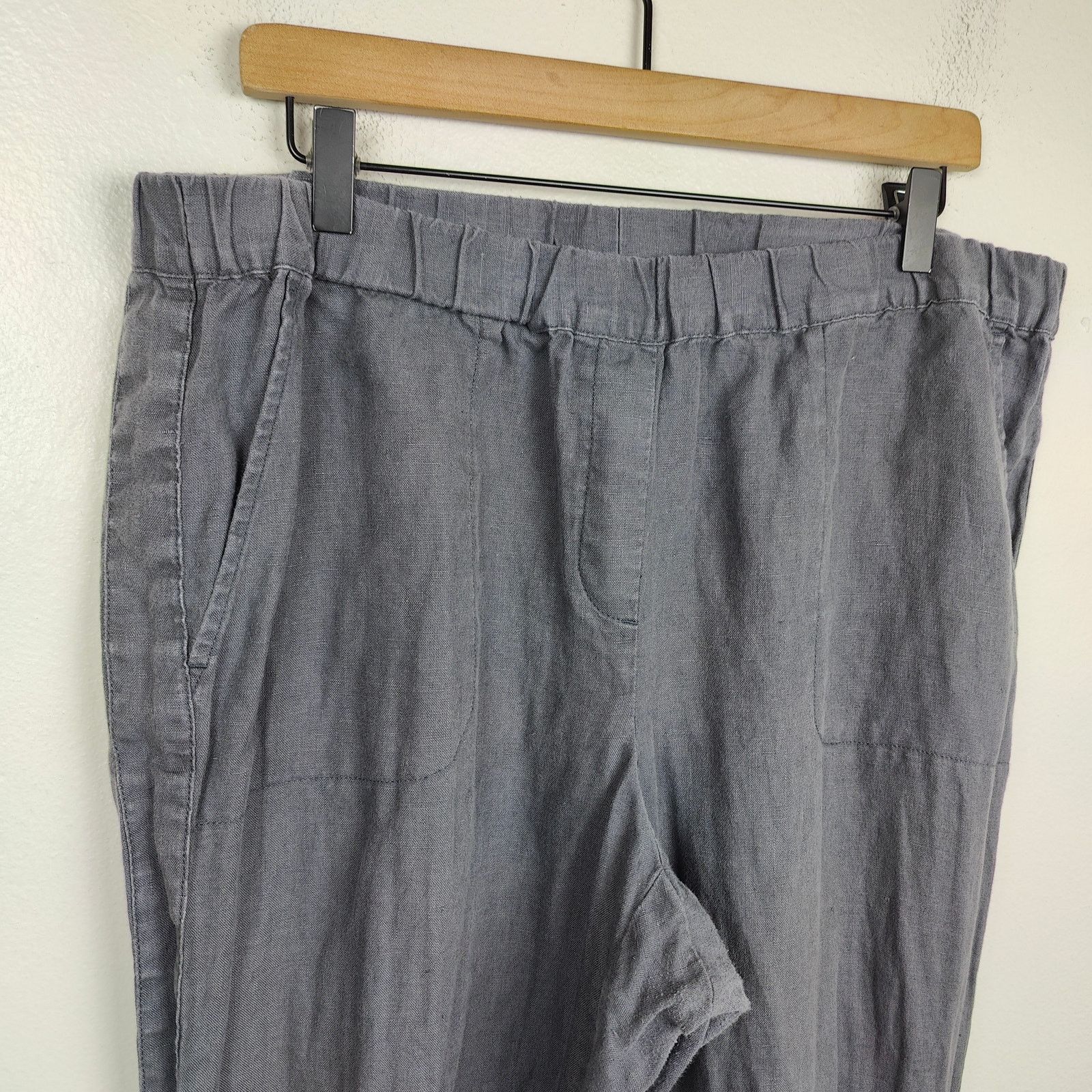 Other J Jill Linen Pants Women Large Gray Roll Cuff Pull On Size 29" - 5 Thumbnail