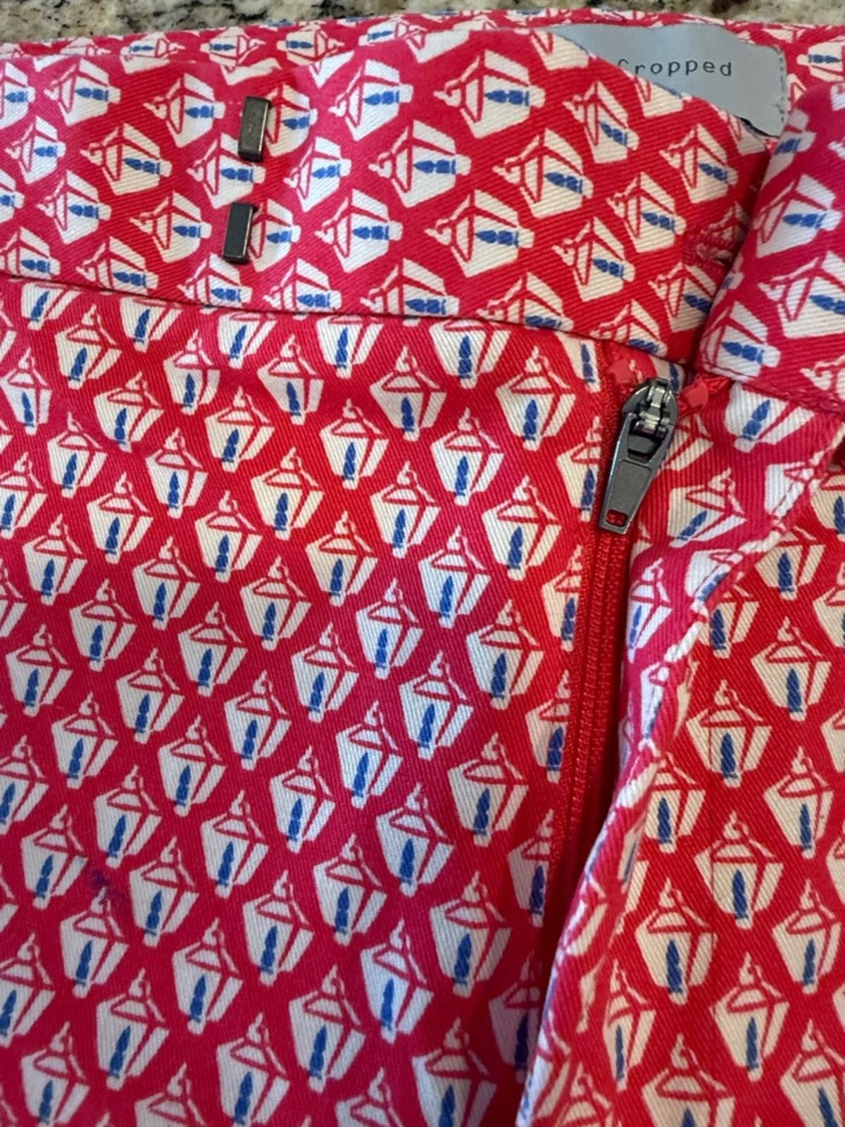 Gap Gap Slim Crop pants preppy red white blue boho pattern SZ 6 Size 28" / US 6 / IT 42 - 4 Thumbnail