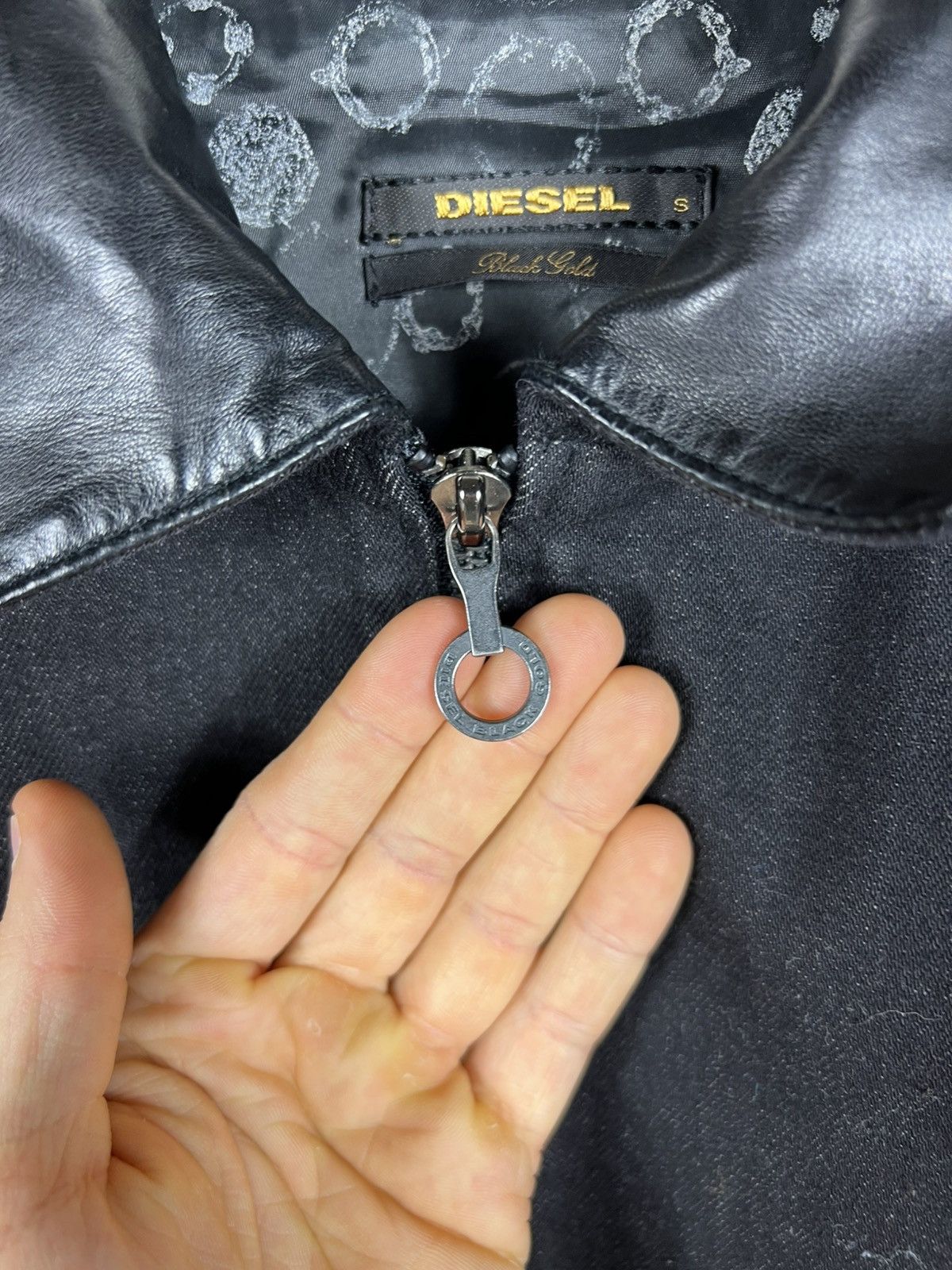 Diesel Black Gold Archive Diesel black gold denim leather jacket ties sleeves Size S / US 4 / IT 40 - 14 Thumbnail