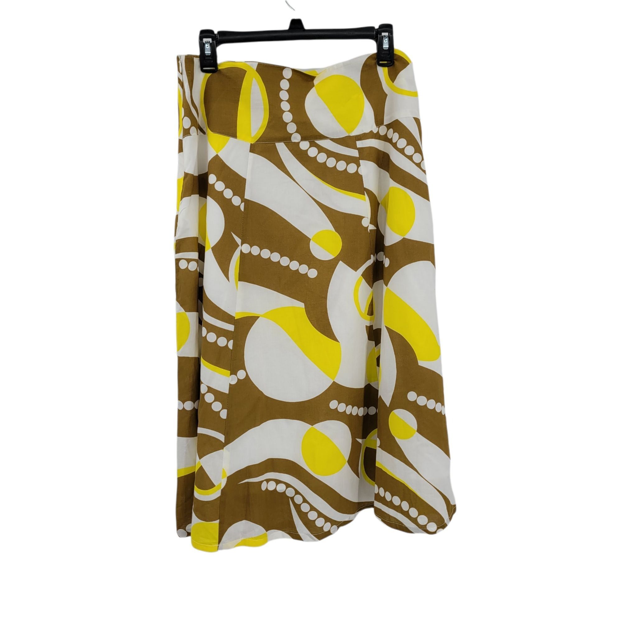 Vintage Vtg Mod Artsy Skirt Sz L Yellow Brown Abstract Geometric Pri Size 32" / US 10 / IT 46 - 3 Thumbnail