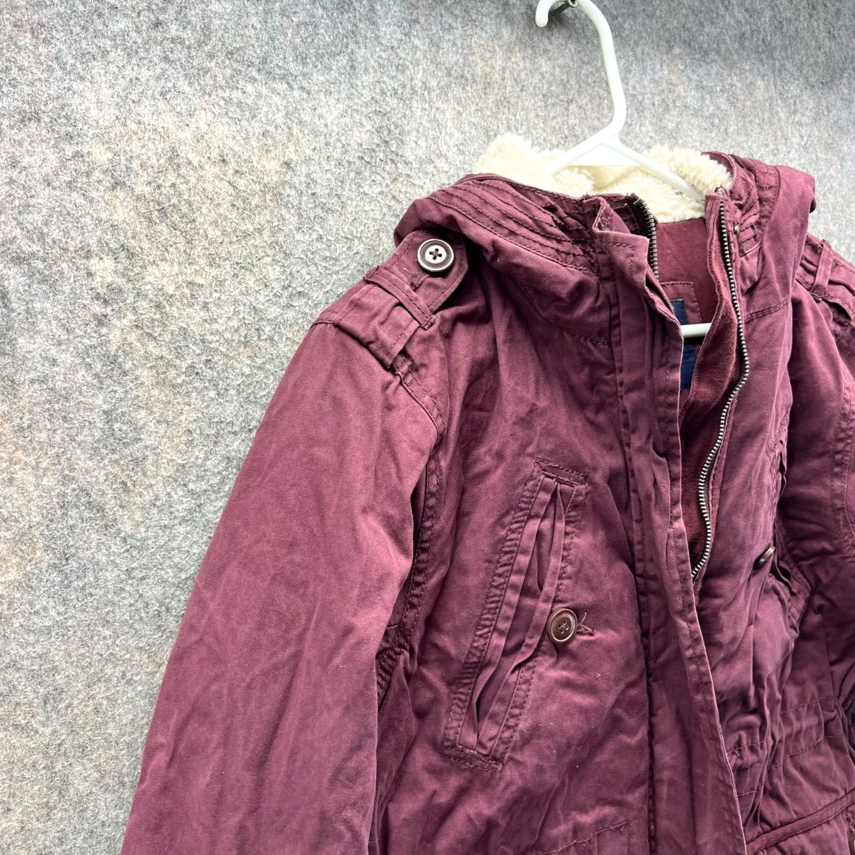 American Eagle Outfitters VINTAGE American Eagle Jacket Women Small Purple Military Fied Fur Cotton Winter Sherpa Size S / US 4 / IT 40 - 3 Thumbnail
