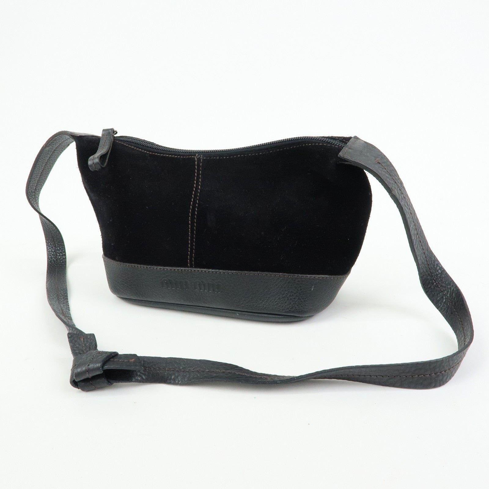 Miu Miu Miu Miu Suede Shoulder Bag Black Size ONE SIZE - 3 Thumbnail