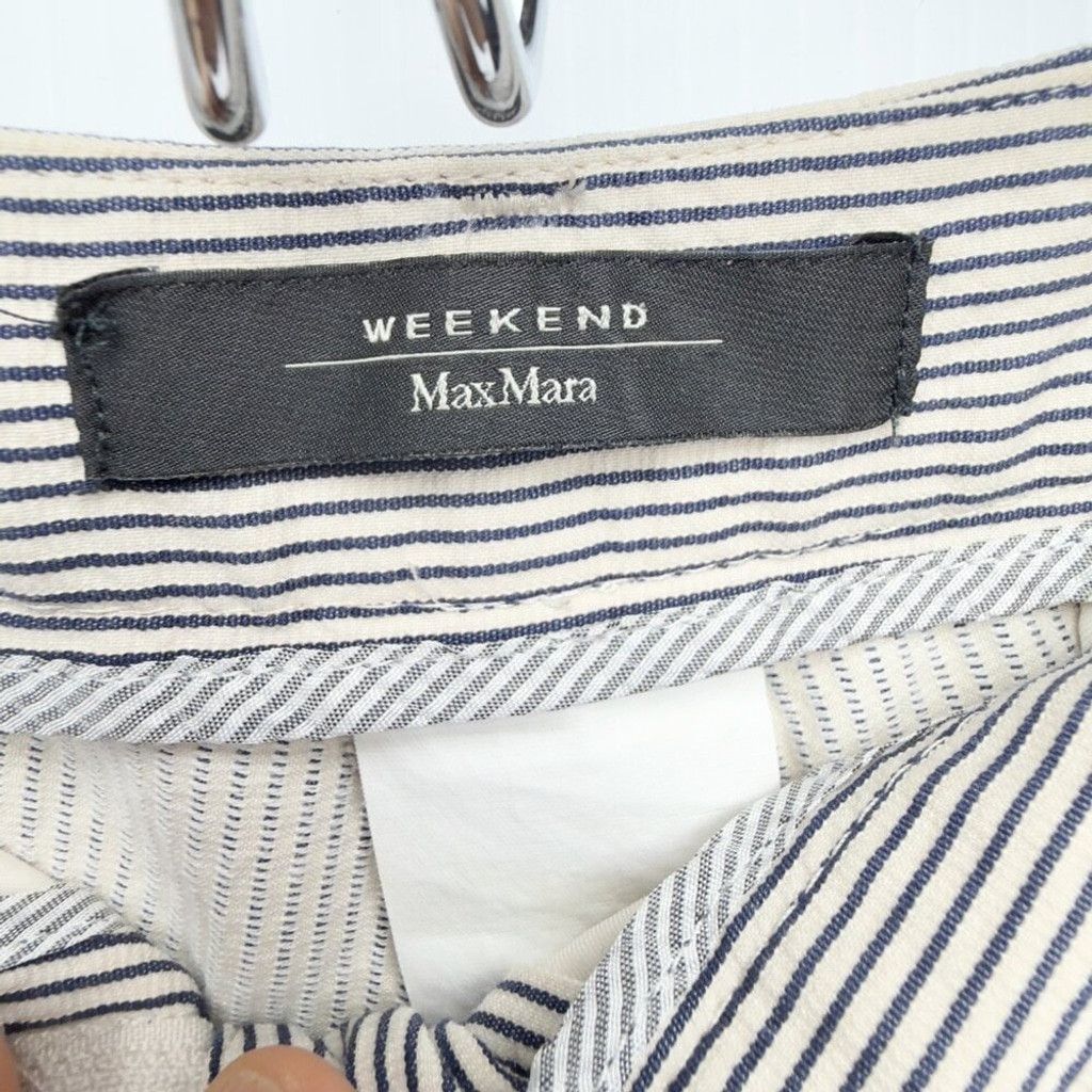 Weekend Max Mara MAXMARA Slim Stripe Cigarette Sailor chic Navy/Ivory Pants 8 Size 30" / US 8 / IT 44 - 6 Thumbnail