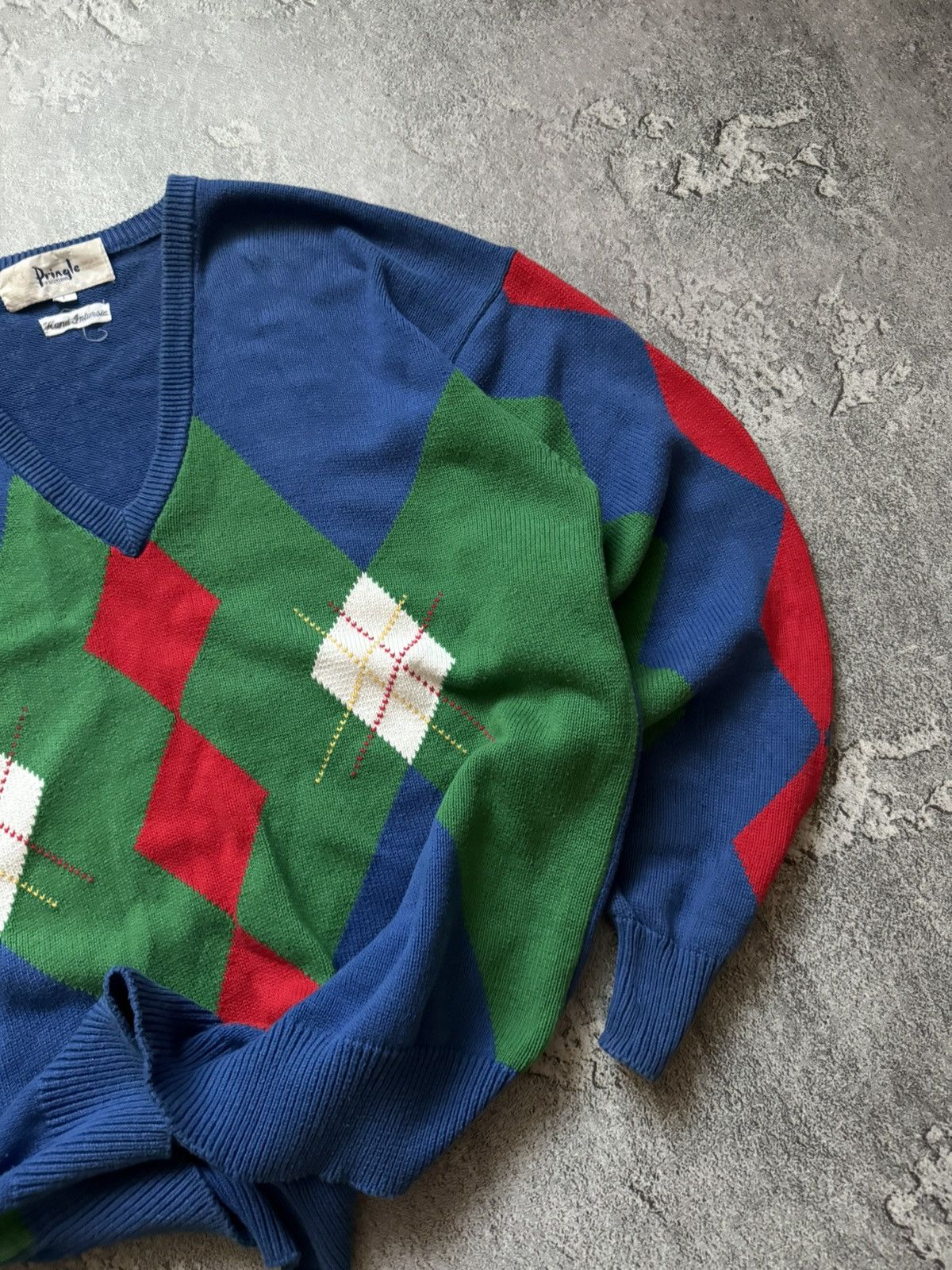 Designer × Pringle Of Scotland × Vintage Pringle of Scotland 🏴󠁧󠁢󠁳󠁣󠁴󠁿 checkered sweater jumper knitwear vntg Size US L / EU 52-54 / 3 - 3 Thumbnail
